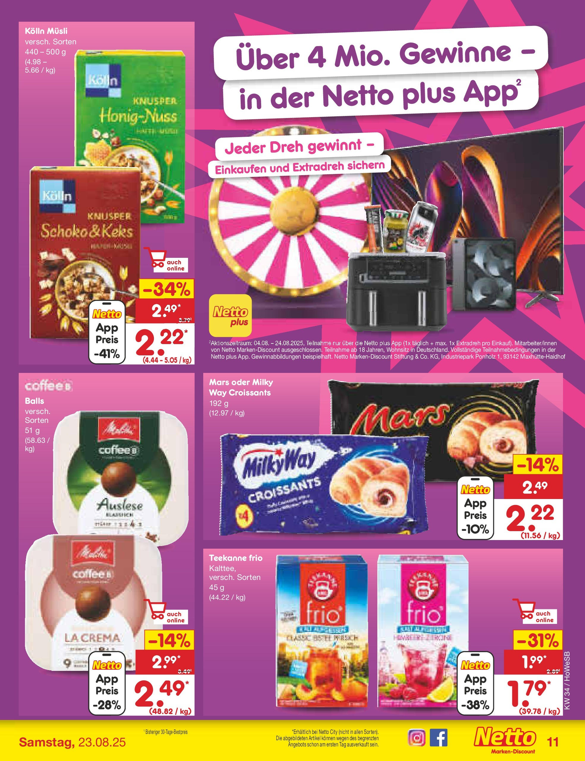 Netto Marken-Discount prospekt Hannover	 (ab 18.08.2025) » Angebote | Seite: 13 | Produkte: Musli, Kolln musli, Mars, Teekanne