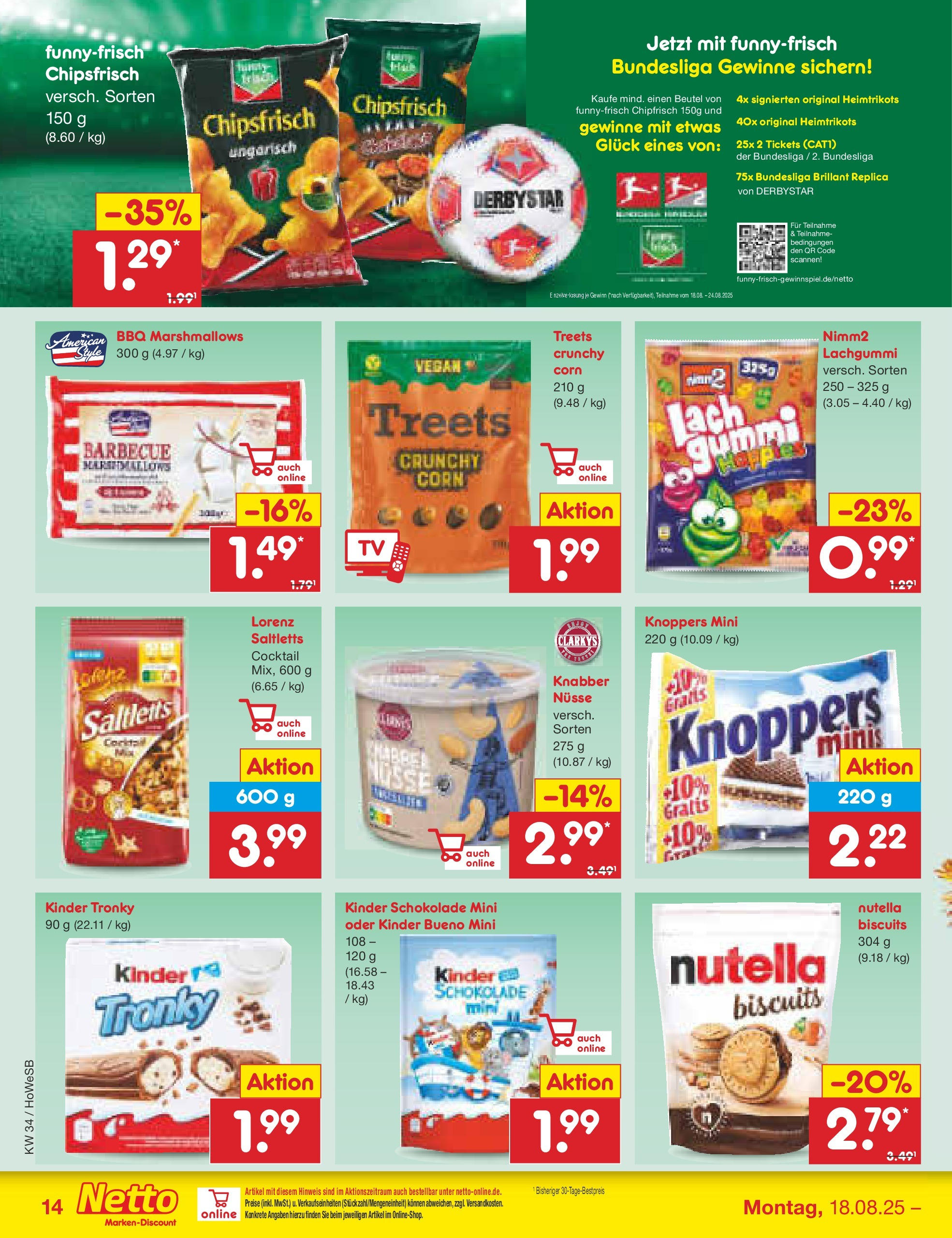 Netto Marken-Discount prospekt Hannover	 (ab 18.08.2025) » Angebote | Seite: 22 | Produkte: Kinder schokolade, Schokolade, Knoppers, Nüsse