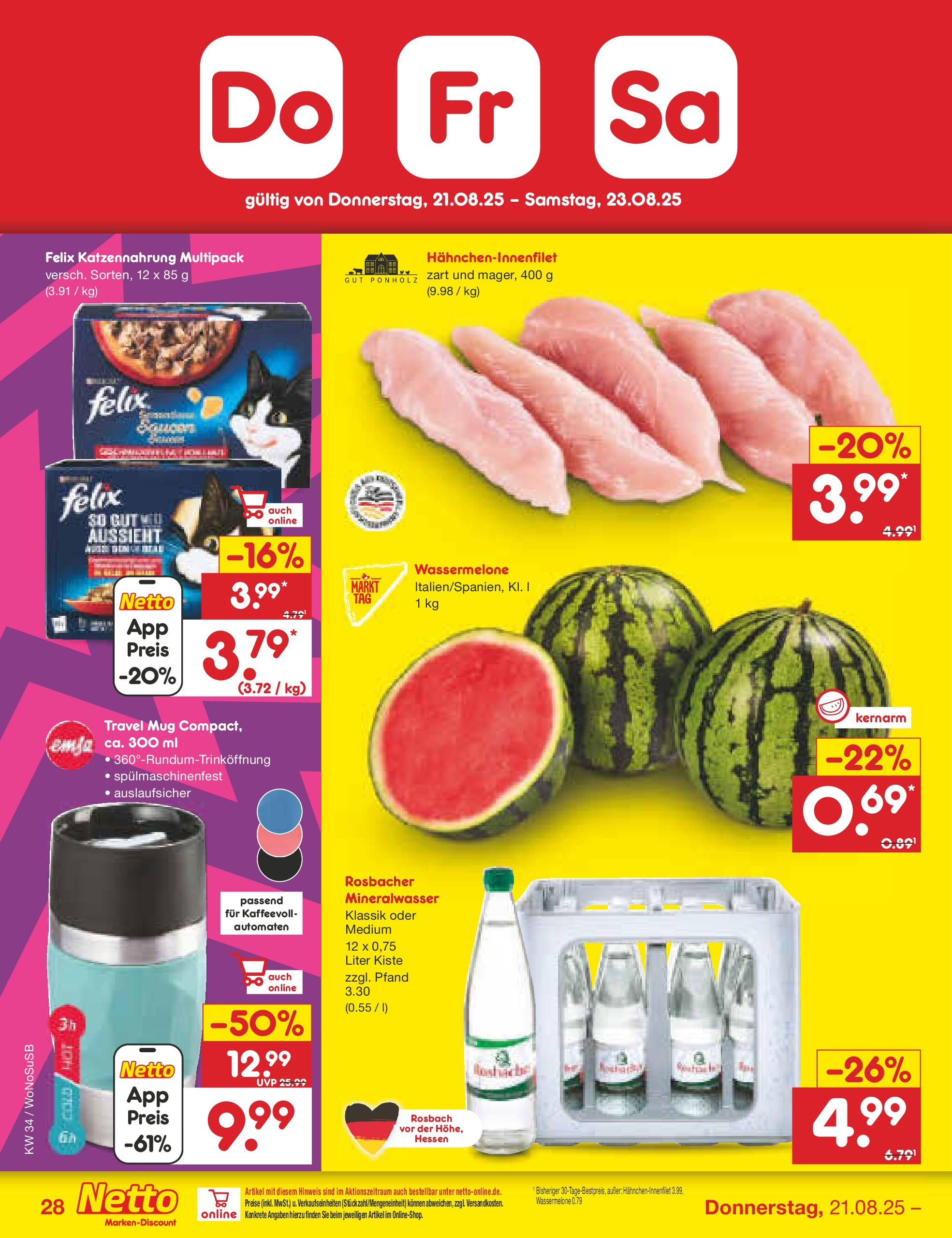 Netto Marken-Discount prospekt Frankfurt am Main	 (ab 18.08.2025) » Angebote | Seite: 52 | Produkte: Mineralwasser, Wassermelone