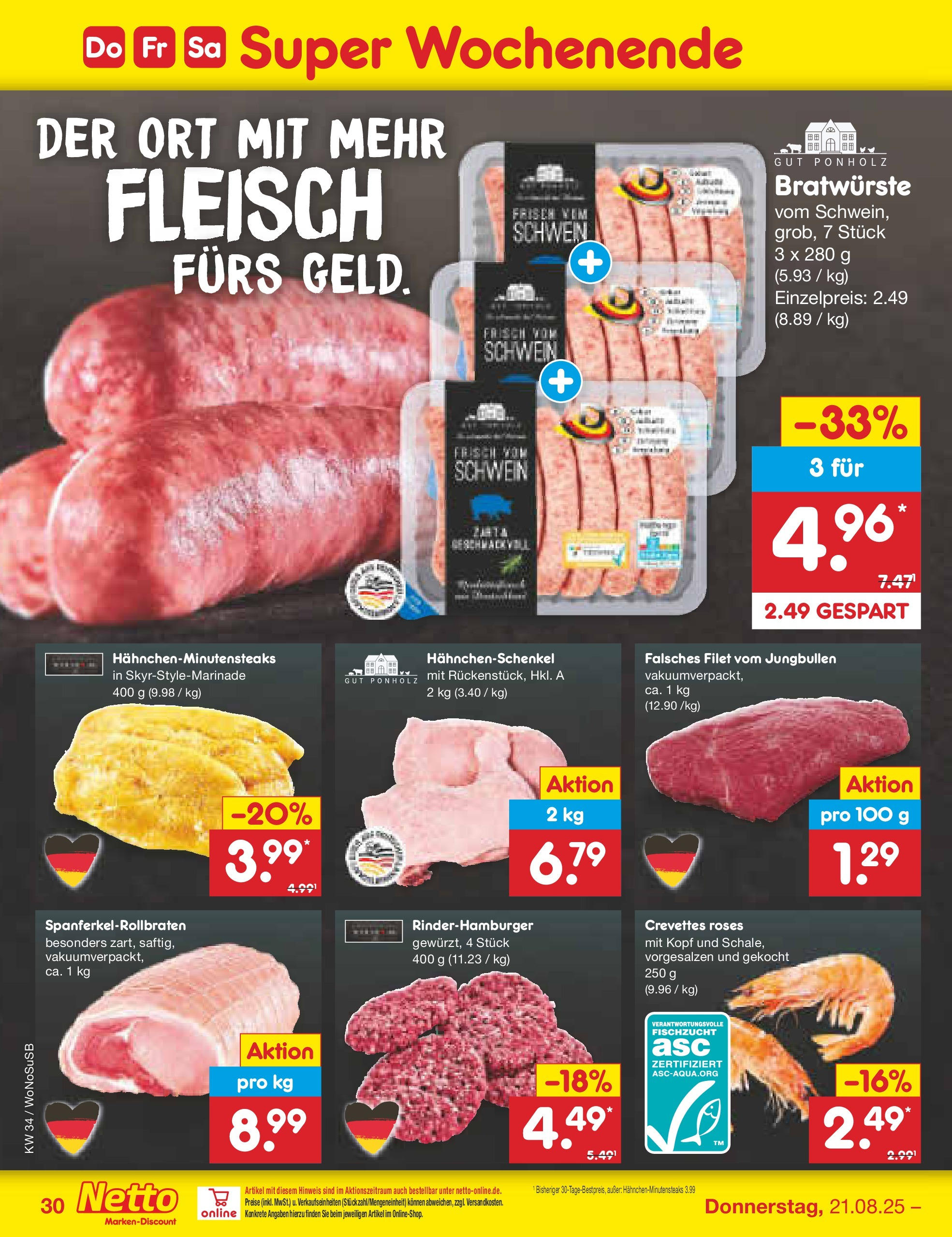 Netto Marken-Discount prospekt Frankfurt am Main	 (ab 18.08.2025) » Angebote | Seite: 54 | Produkte: Hahnchenschenkel, Fleisch