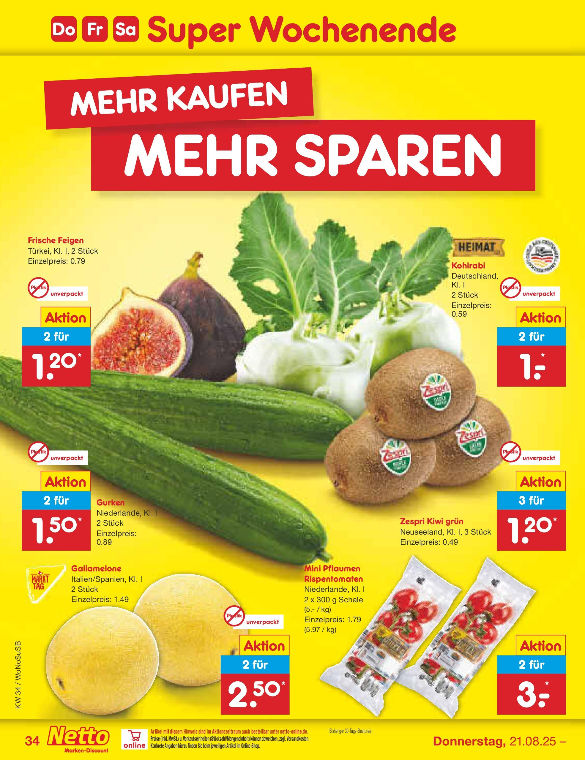 Netto Marken-Discount prospekt Frankfurt am Main	 (ab 18.08.2025) » Angebote | Seite: 58 | Produkte: Pflaumen, Kohlrabi, Kiwi, Gurken