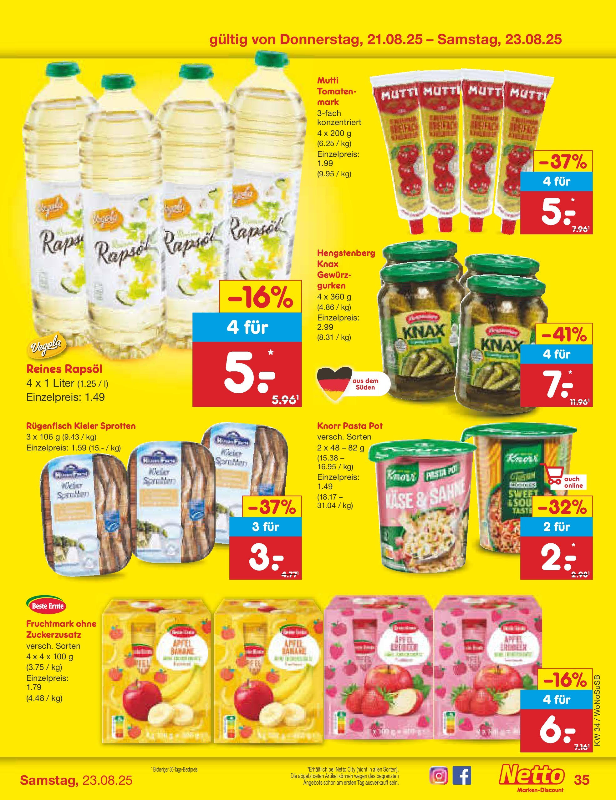Netto Marken-Discount prospekt Frankfurt am Main	 (ab 18.08.2025) » Angebote | Seite: 59 | Produkte: Äpfel, Knorr, Pasta, Sahne