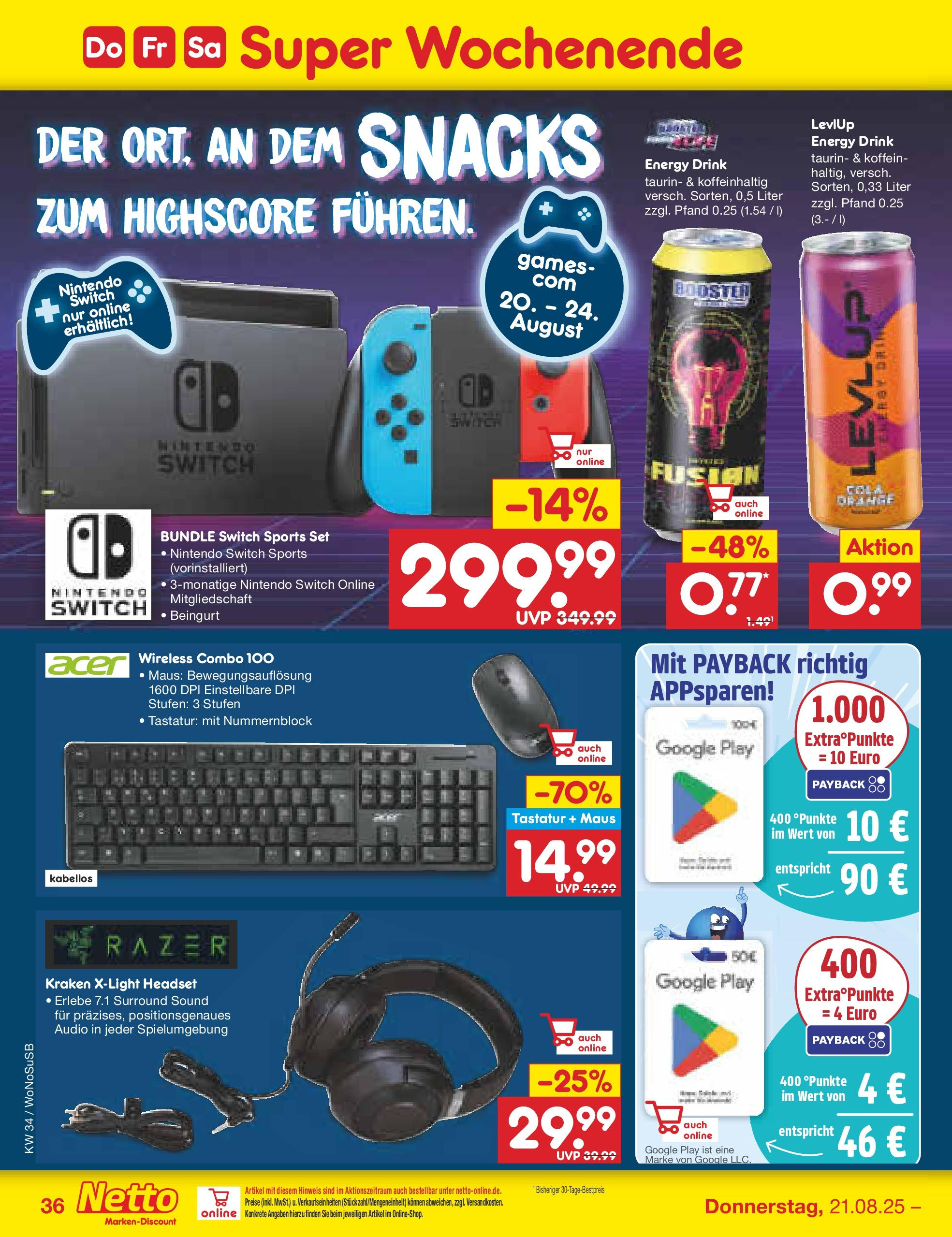 Netto Marken-Discount prospekt Frankfurt am Main	 (ab 18.08.2025) » Angebote | Seite: 60 | Produkte: Energy, Headset, Maus, Audio