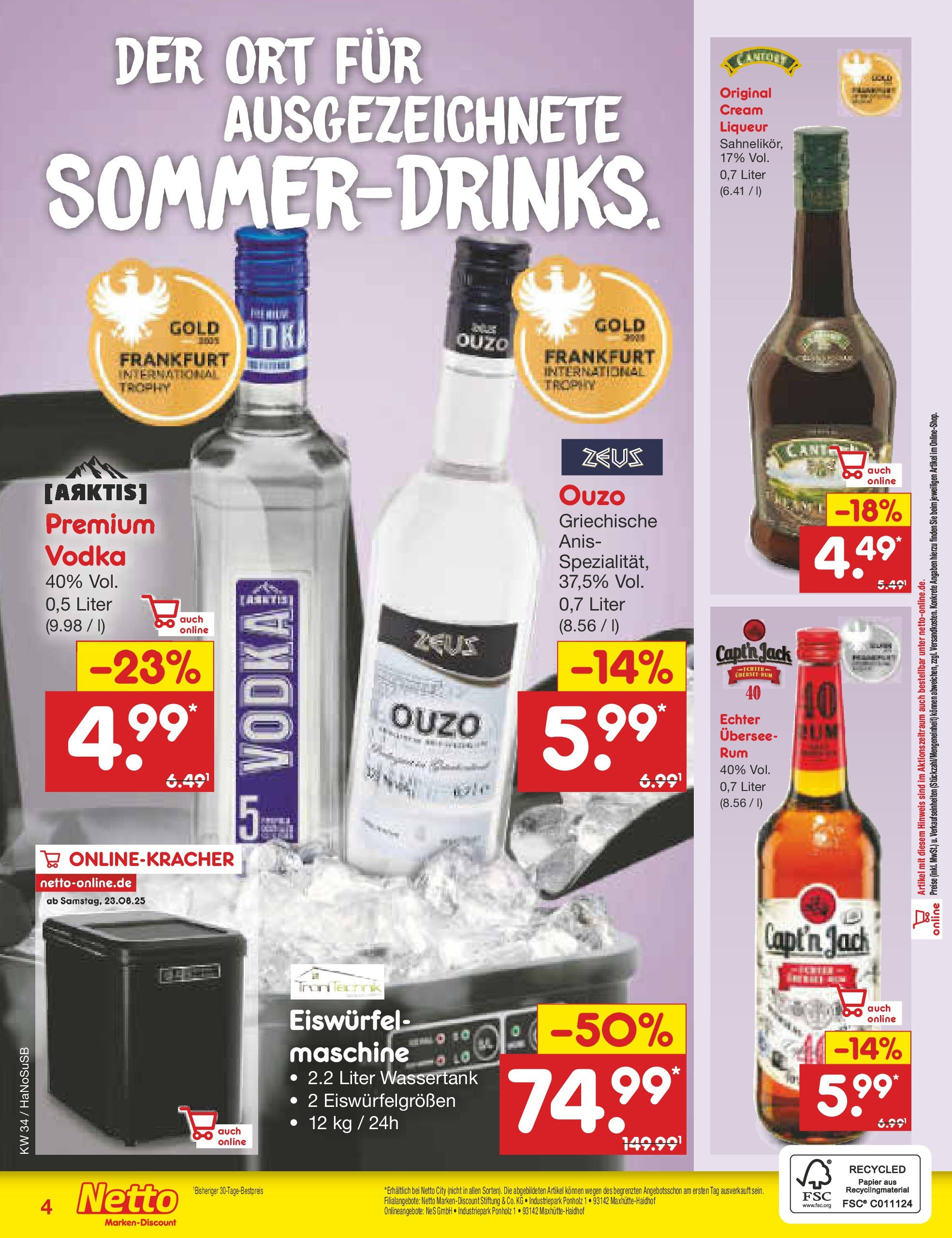 Netto Marken-Discount prospekt Wuppertal	 (ab 18.08.2025) » Angebote | Seite: 33 | Produkte: Ouzo, Vodka