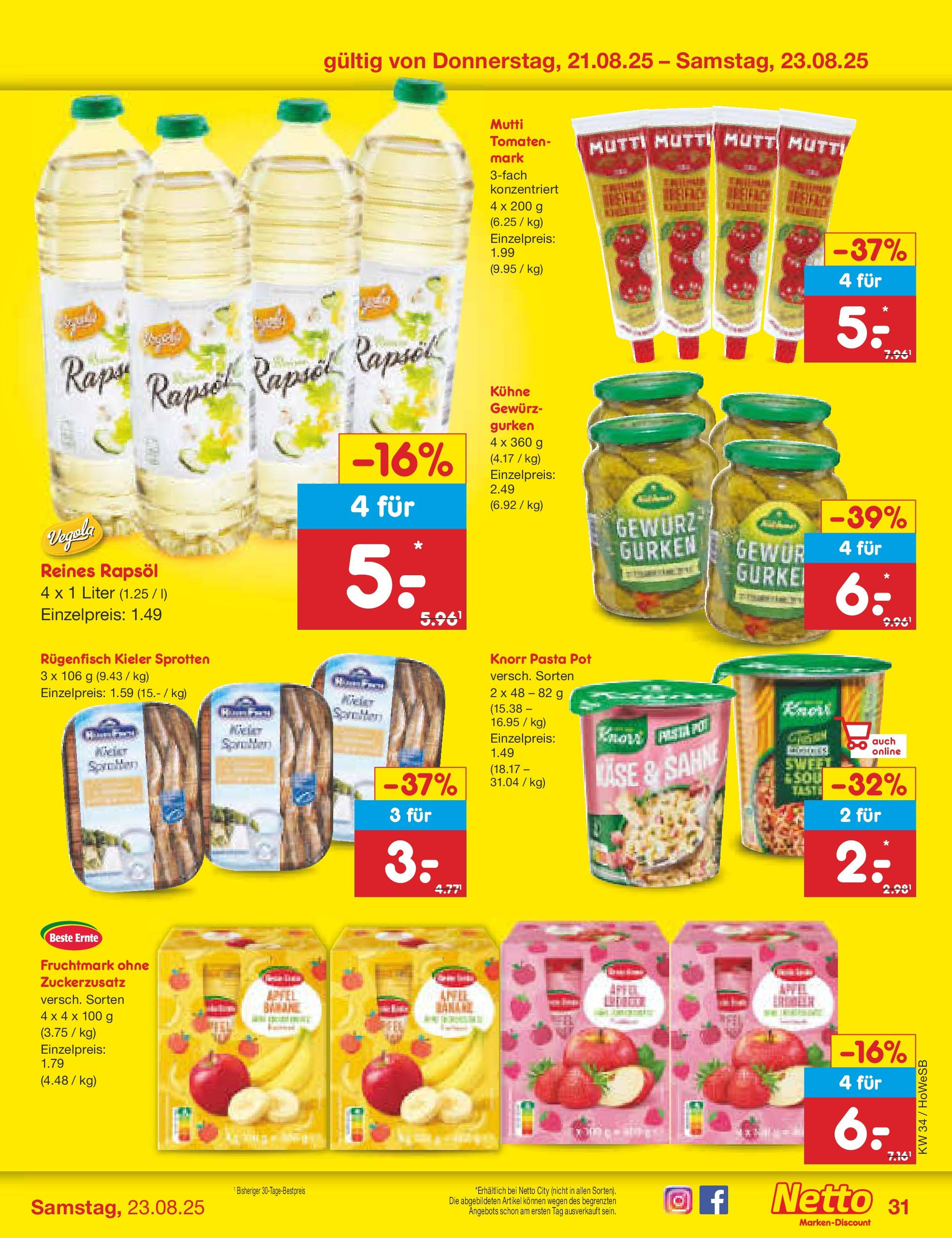 Netto Marken-Discount prospekt Hannover	 (ab 18.08.2025) » Angebote | Seite: 55 | Produkte: Rapsöl, Äpfel, Tomaten, Knorr