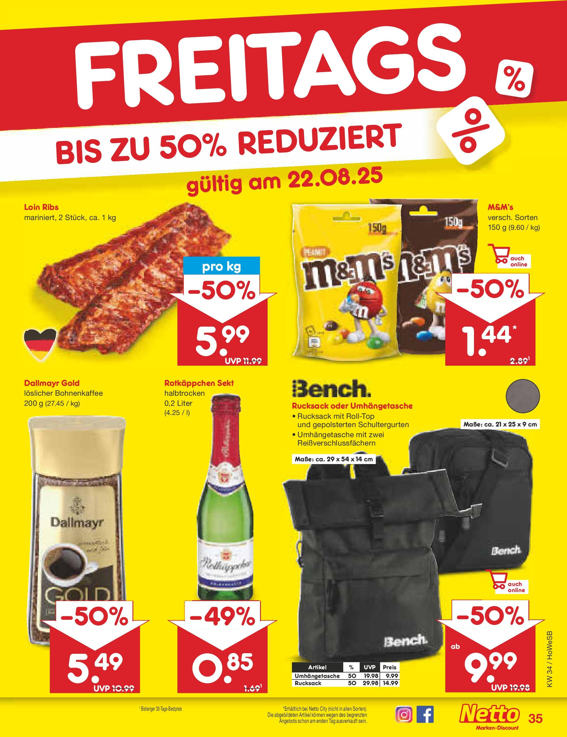 Netto Marken-Discount prospekt Hannover	 (ab 18.08.2025) » Angebote | Seite: 59 | Produkte: Rotkappchen sekt, M&M's, Rotkäppchen, Rucksack