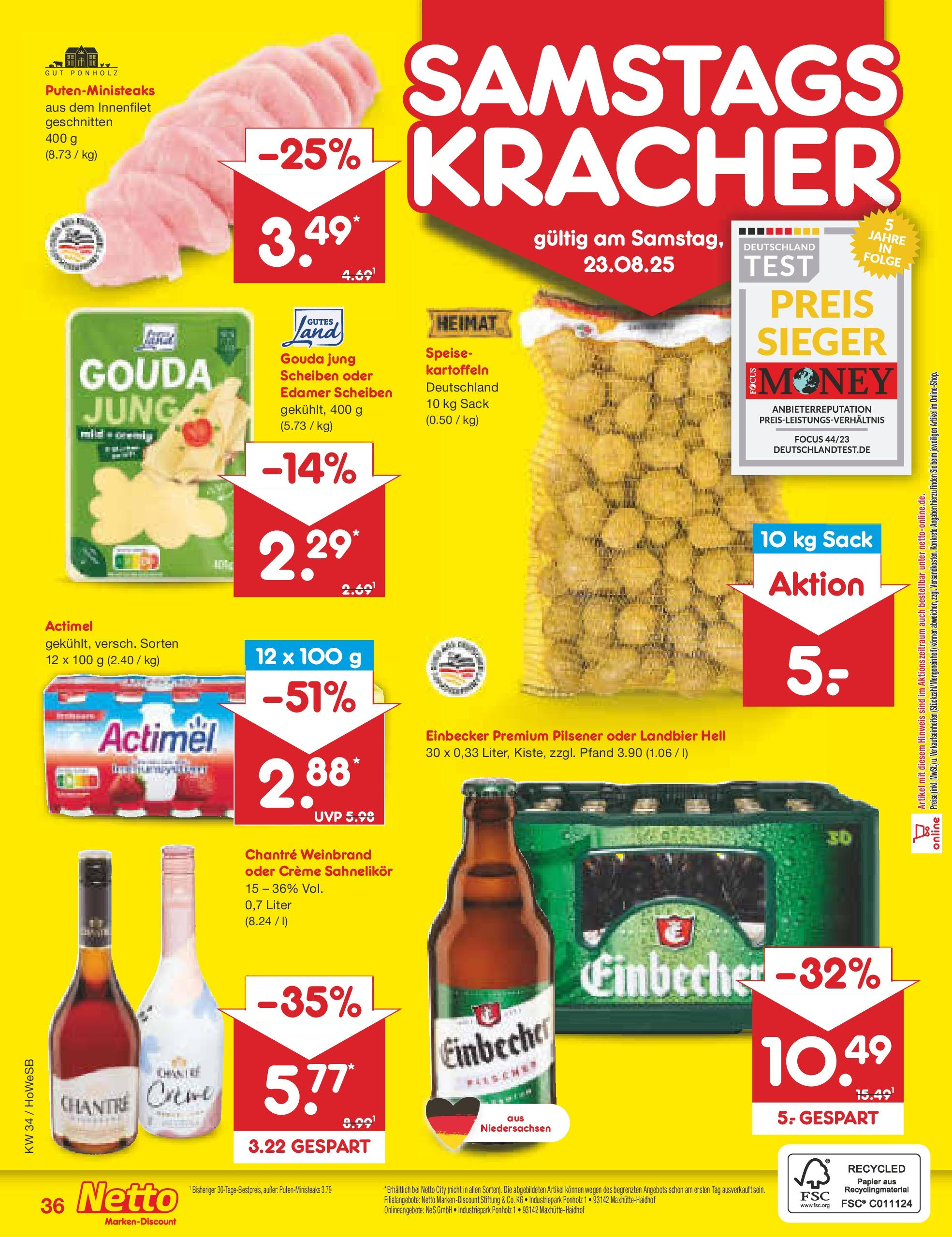 Netto Marken-Discount prospekt Hannover	 (ab 18.08.2025) » Angebote | Seite: 60 | Produkte: Actimel, Gouda, Kartoffeln, Chantré
