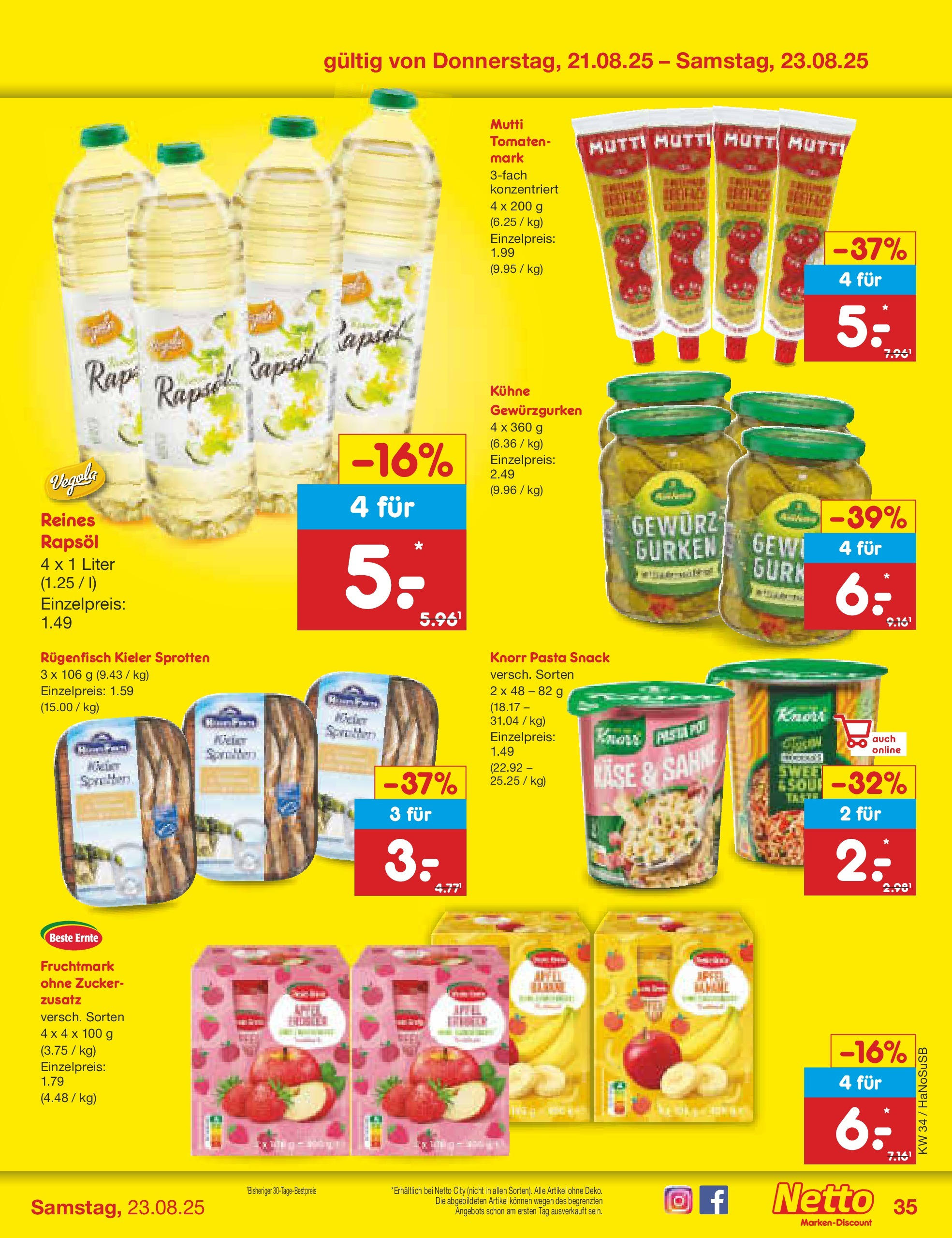 Netto Marken-Discount prospekt Wuppertal	 (ab 18.08.2025) » Angebote | Seite: 59 | Produkte: Äpfel, Tomaten, Pasta, Sahne