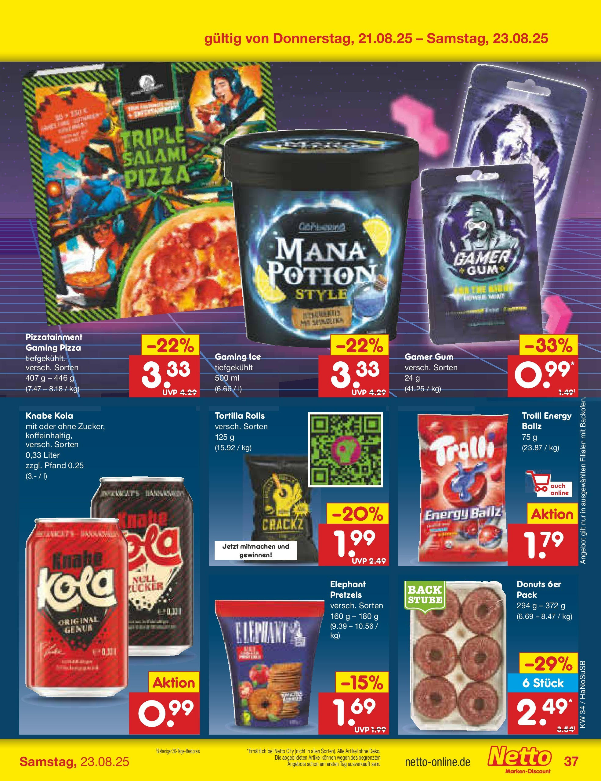 Netto Marken-Discount prospekt Wuppertal	 (ab 18.08.2025) » Angebote | Seite: 61 | Produkte: Energy, Donuts, Salami, Pizza