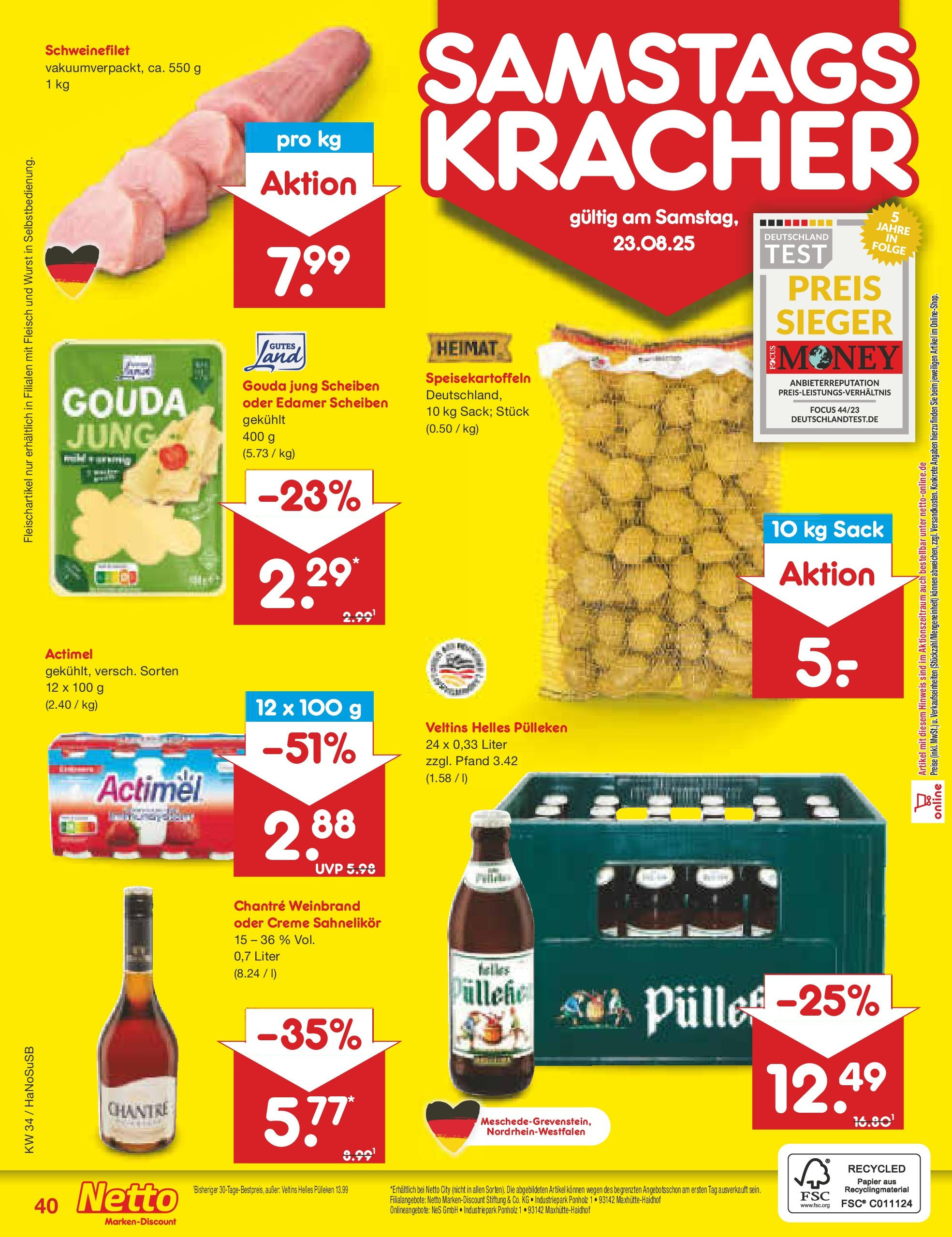 Netto Marken-Discount prospekt Wuppertal	 (ab 18.08.2025) » Angebote | Seite: 64 | Produkte: Creme, Edamer, Schweinefilet, Veltins