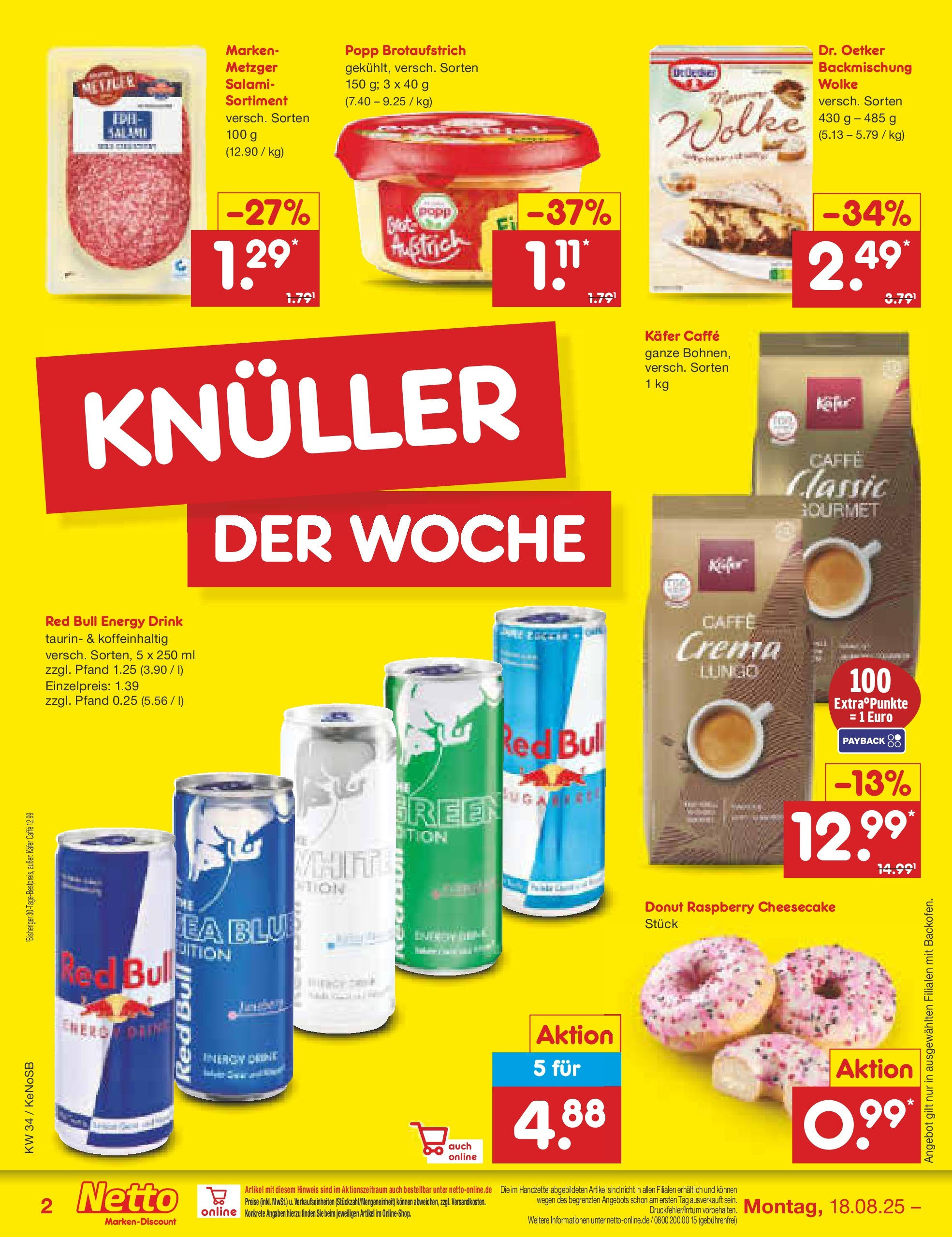 Netto Marken-Discount prospekt Bonn	 (ab 17.08.2025) » Angebote | Seite: 2 | Produkte: Red bull, Energy, Salami
