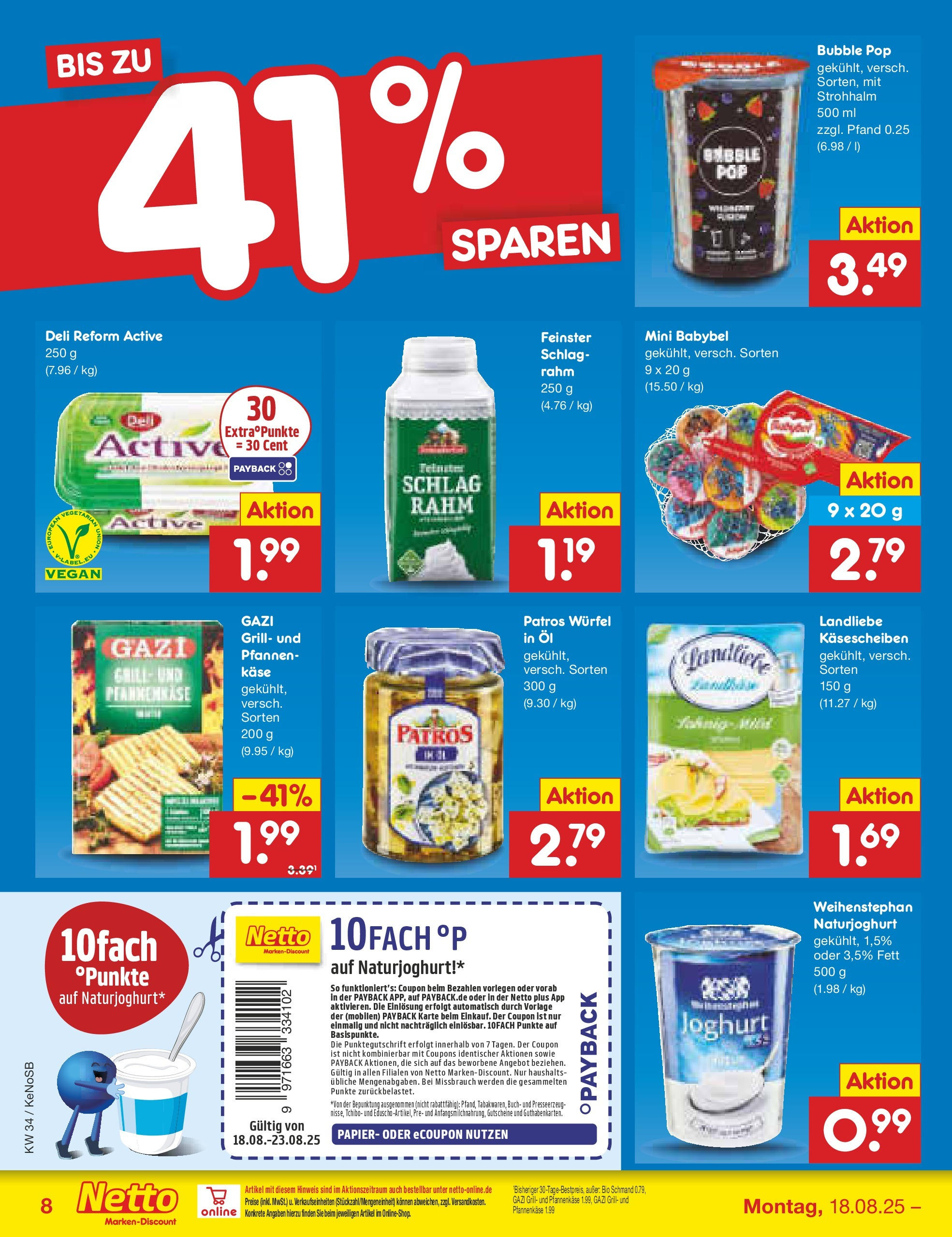 Netto Marken-Discount prospekt Bonn	 (ab 17.08.2025) » Angebote | Seite: 10 | Produkte: Käse, Joghurt, Öl, Babybel