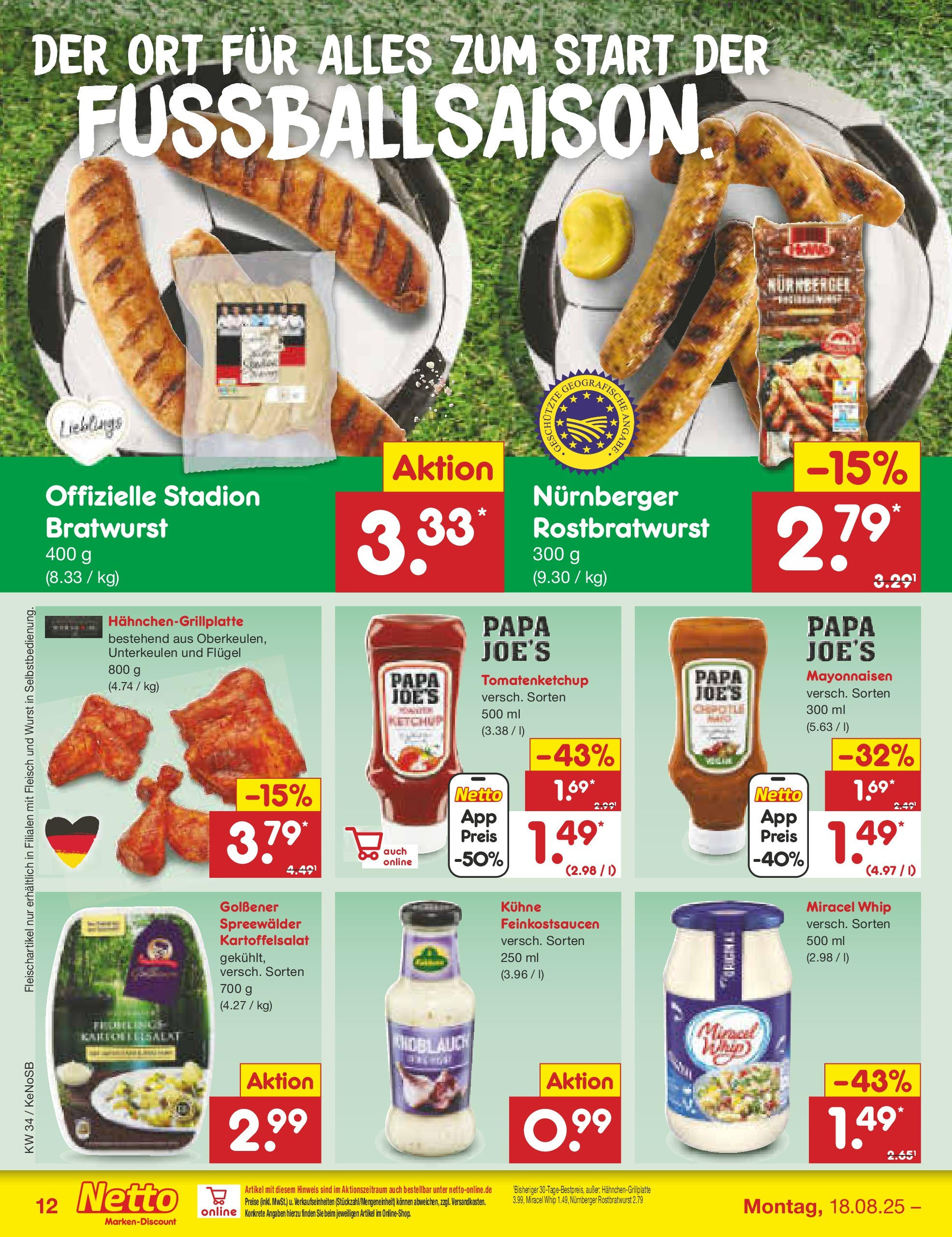 Netto Marken-Discount prospekt Bonn	 (ab 17.08.2025) » Angebote | Seite: 16 | Produkte: Bratwurst, Miracel whip, Knoblauch, Fleisch