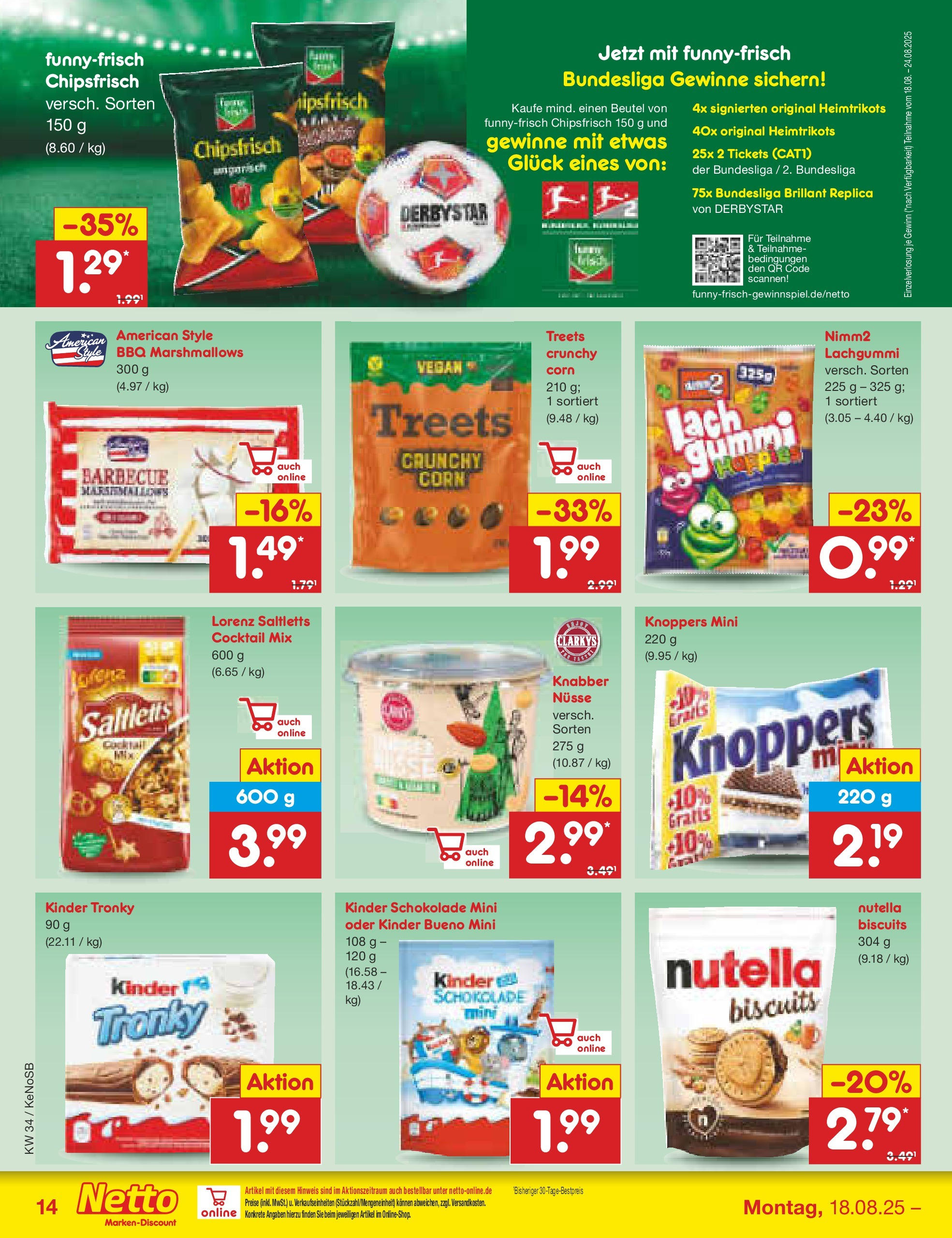 Netto Marken-Discount prospekt Bonn	 (ab 17.08.2025) » Angebote | Seite: 22 | Produkte: Kinder schokolade, Schokolade, Kinder bueno, Nutella