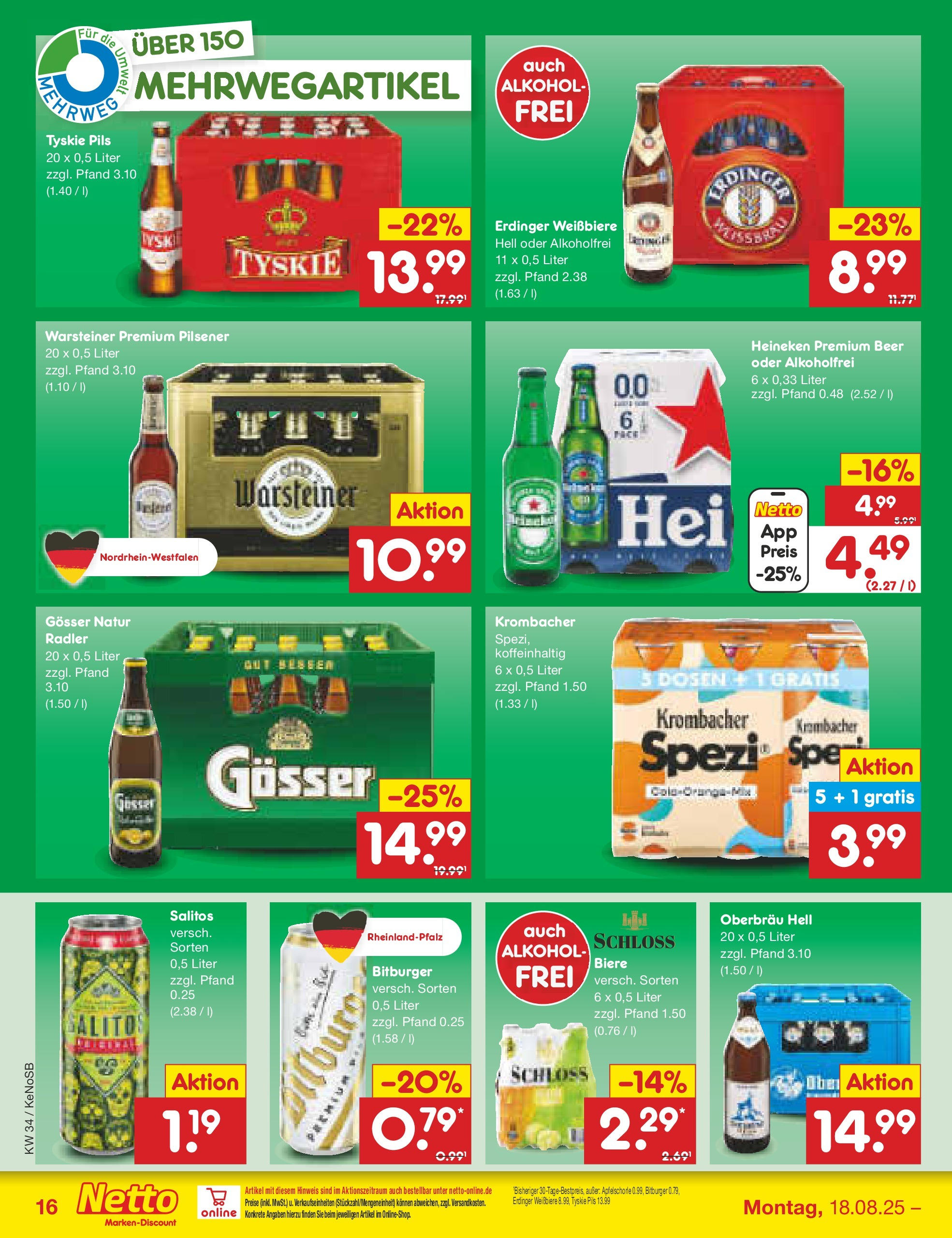 Netto Marken-Discount prospekt Bonn	 (ab 17.08.2025) » Angebote | Seite: 24 | Produkte: Bitburger, Heineken, Warsteiner, Krombacher