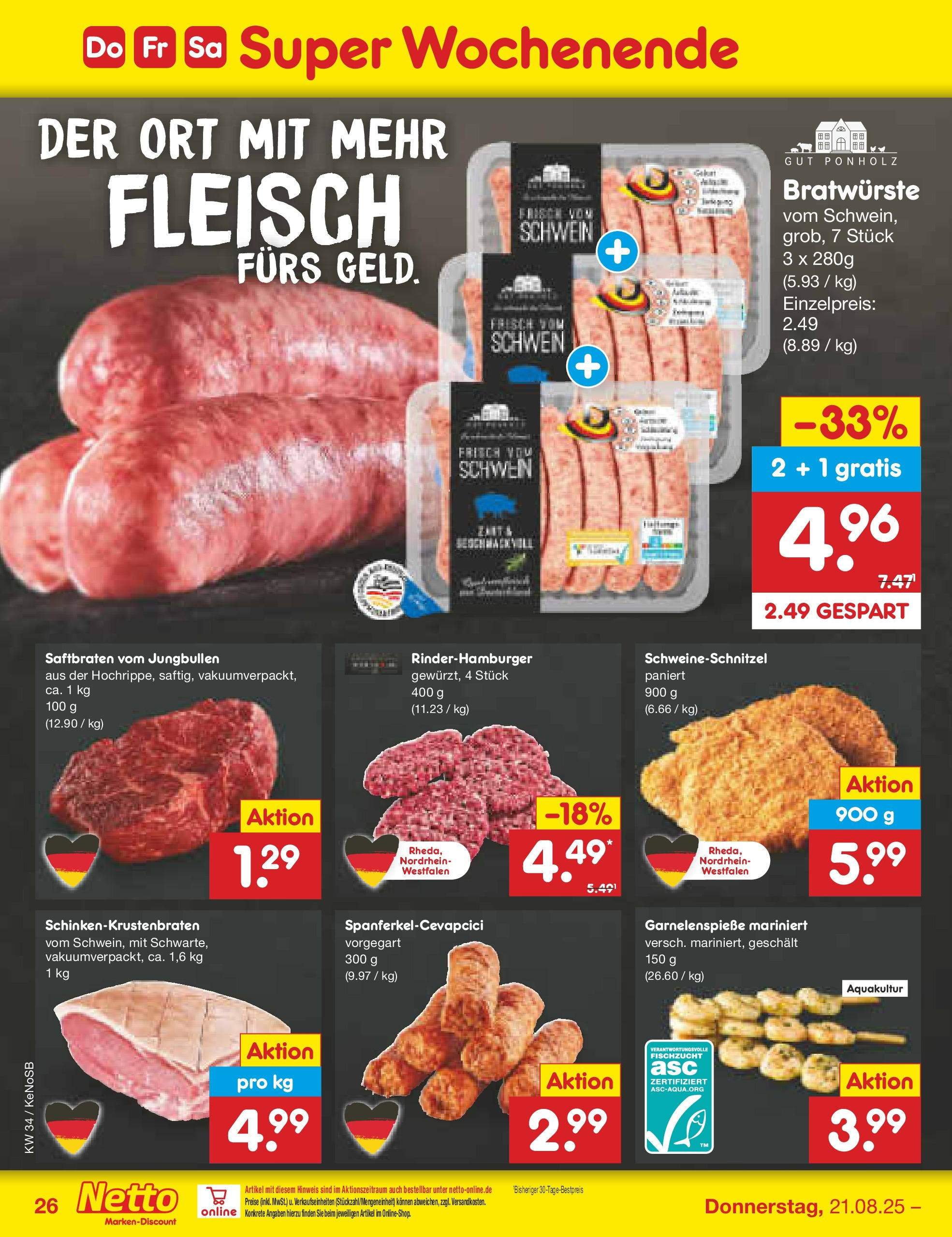 Netto Marken-Discount prospekt Bonn	 (ab 17.08.2025) » Angebote | Seite: 50 | Produkte: Fleisch