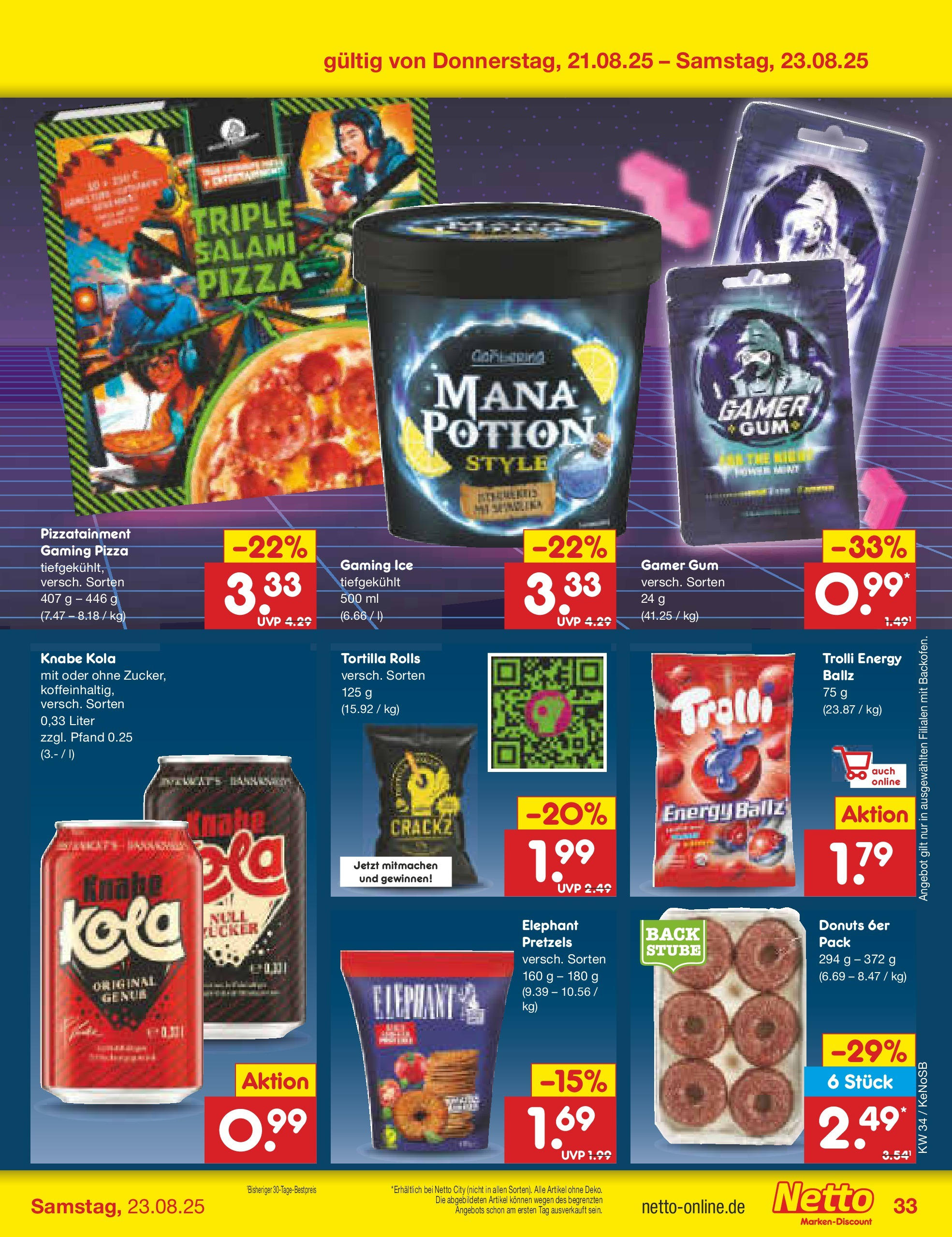 Netto Marken-Discount prospekt Bonn	 (ab 17.08.2025) » Angebote | Seite: 57 | Produkte: Energy, Donuts, Zucker, Pizza