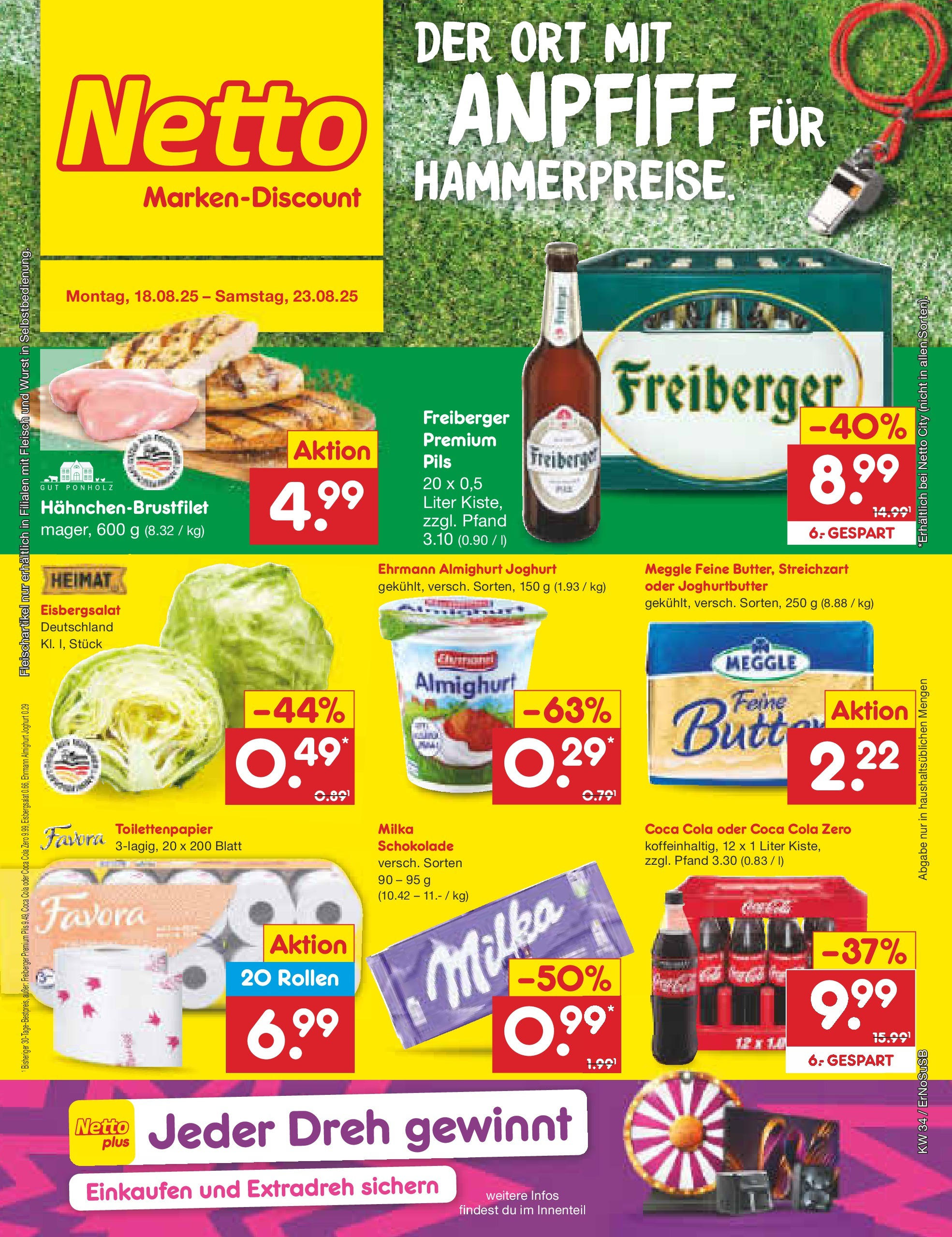 Netto Marken-Discount prospekt Erfurt	 (ab 18.08.2025) » Angebote | Seite: 1 | Produkte: Ehrmann almighurt, Joghurt, Schokolade, Pils