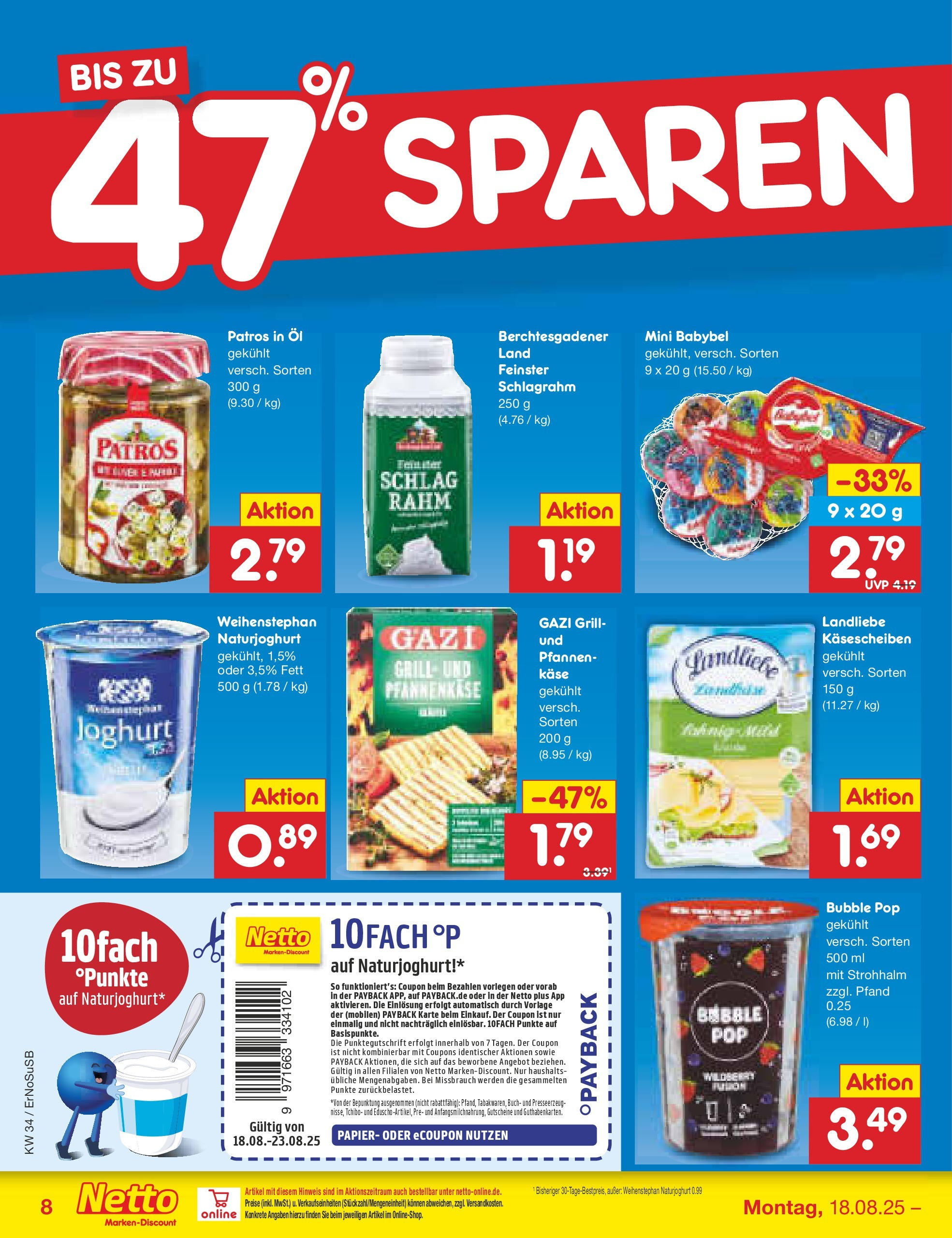 Netto Marken-Discount prospekt Erfurt	 (ab 18.08.2025) » Angebote | Seite: 10 | Produkte: Grill, Joghurt, Öl, Babybel