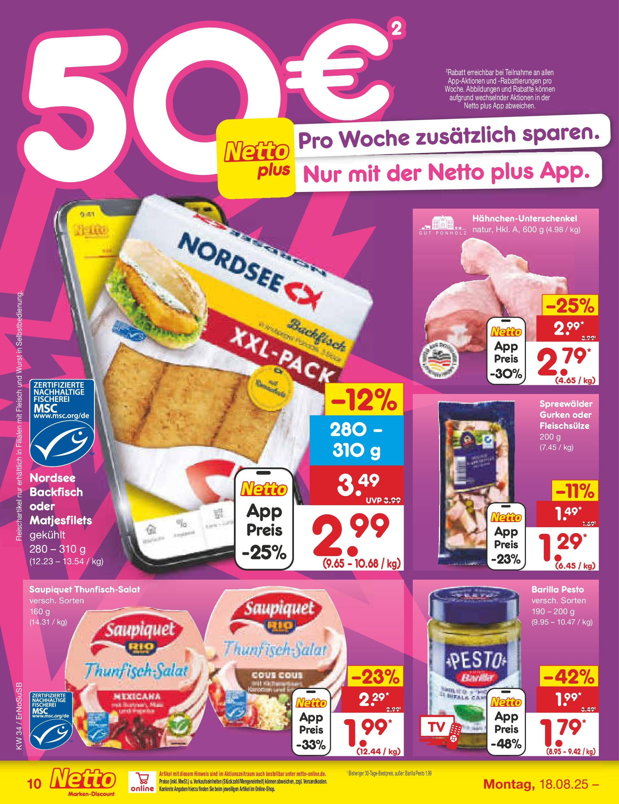 Netto Marken-Discount prospekt Erfurt	 (ab 18.08.2025) » Angebote | Seite: 12 | Produkte: Barilla, Barilla pesto, Gurken, TV