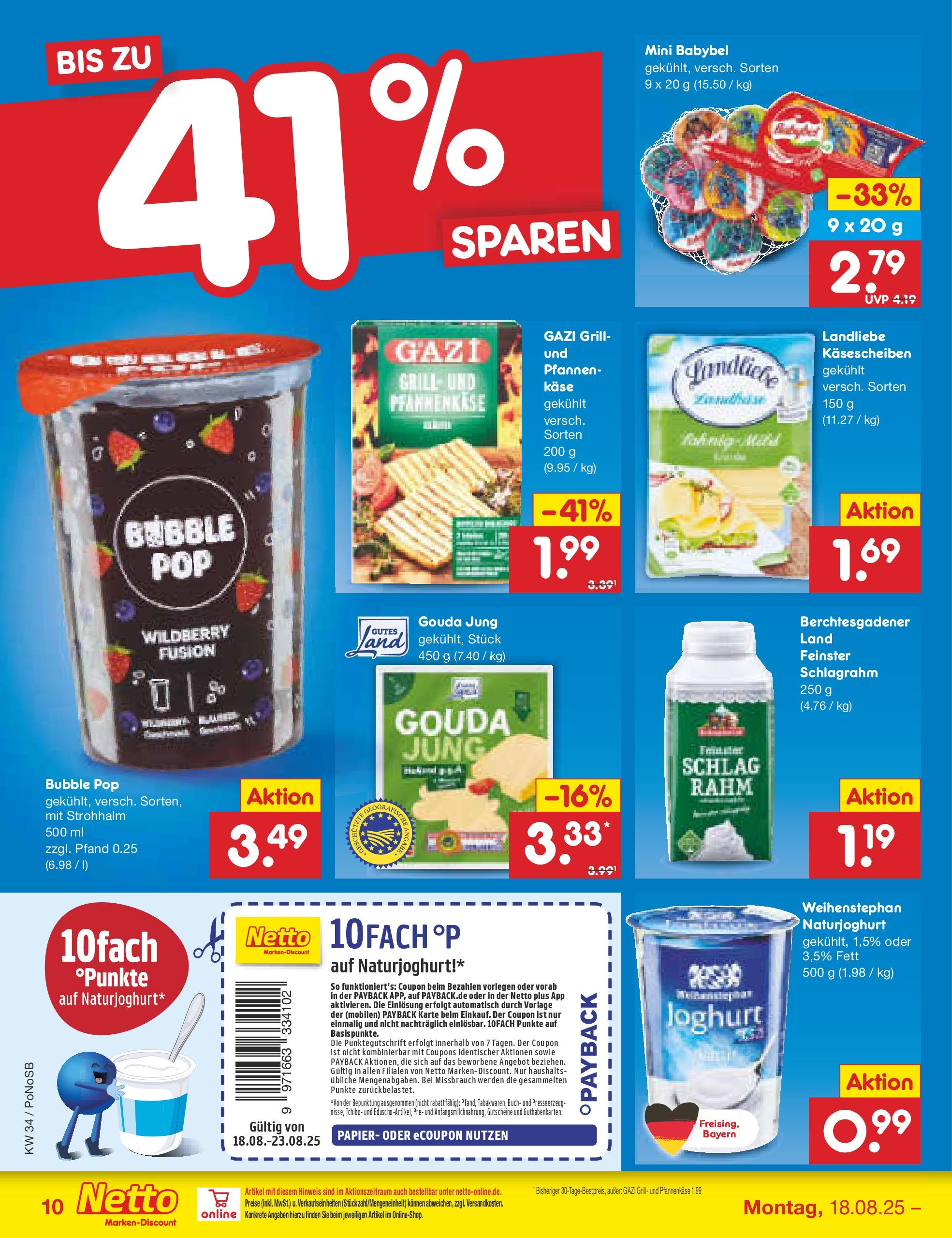 Netto Marken-Discount prospekt Amberg	 (ab 18.08.2025) » Angebote | Seite: 10 | Produkte: Grill, Käse, Gouda, Babybel