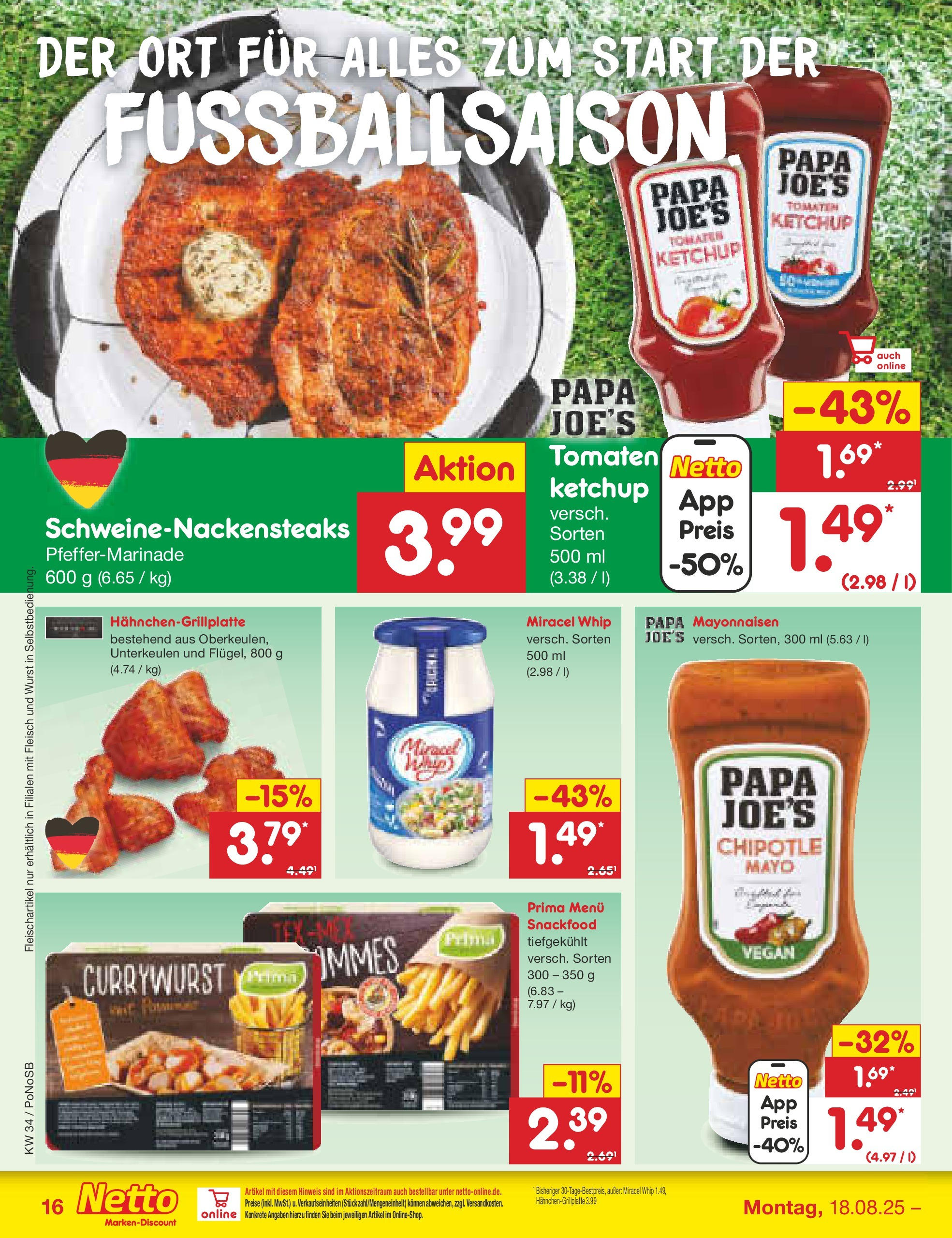 Netto Marken-Discount prospekt Amberg	 (ab 18.08.2025) » Angebote | Seite: 18 | Produkte: Tomaten, Miracel whip, Wurst, Ketchup