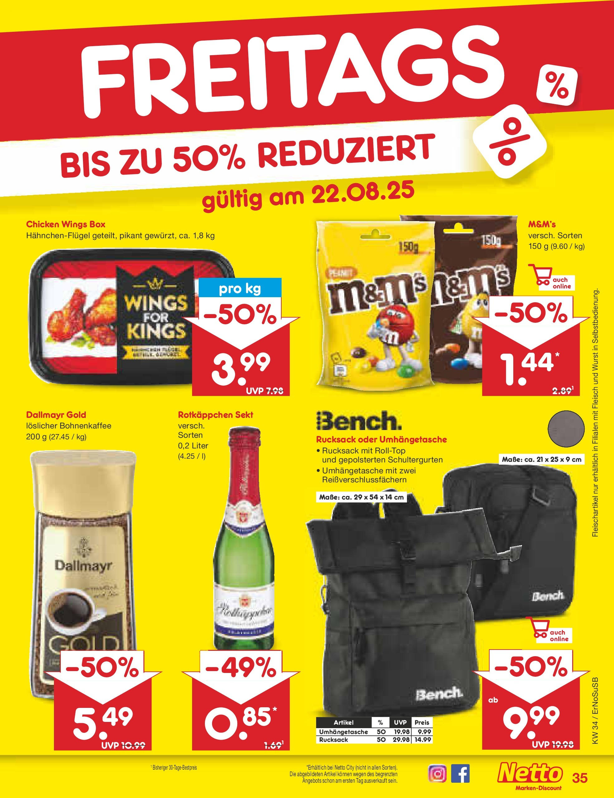 Netto Marken-Discount prospekt Erfurt	 (ab 18.08.2025) » Angebote | Seite: 59 | Produkte: Rotkappchen sekt, Sekt, M&M's, Fleisch