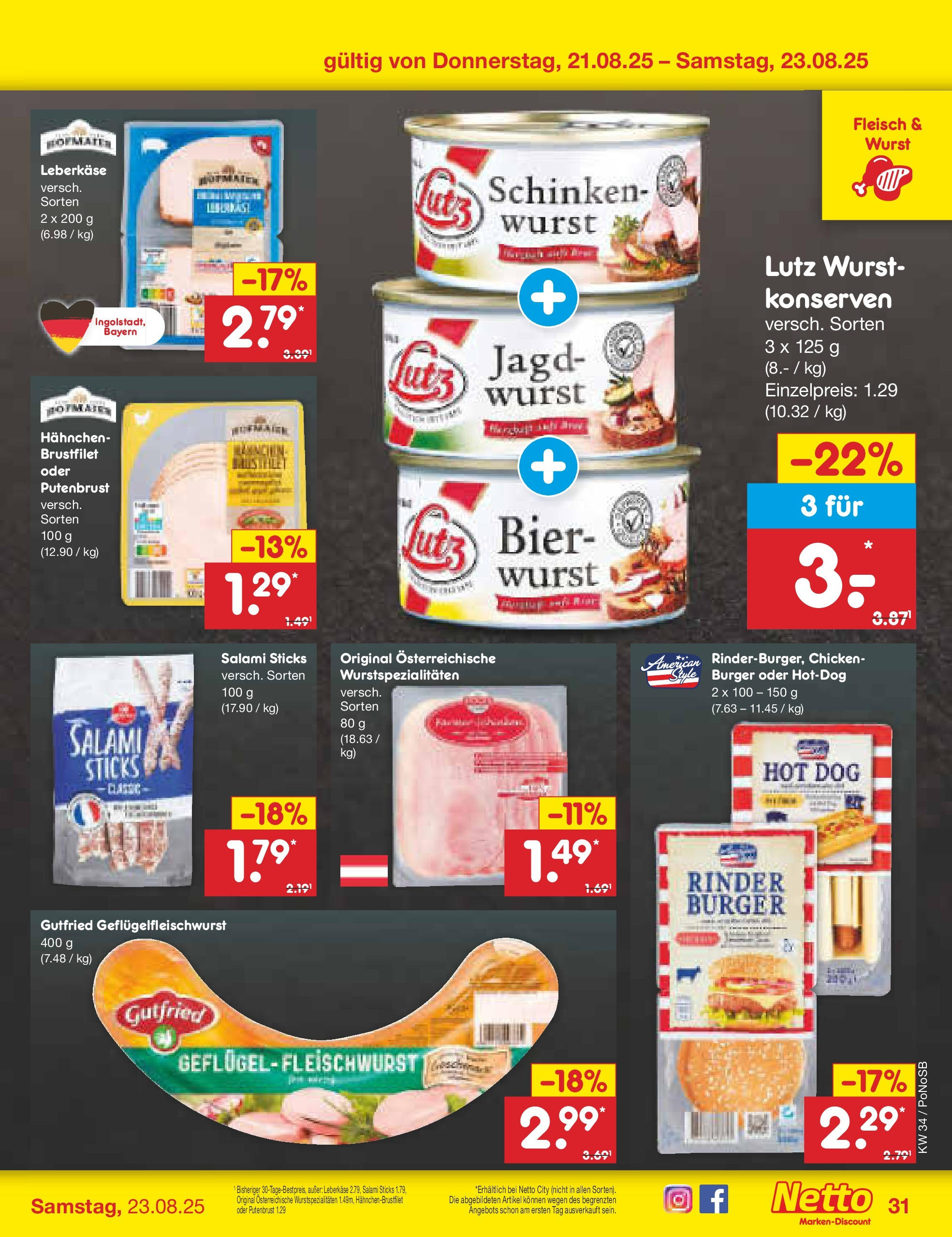 Netto Marken-Discount prospekt Amberg	 (ab 18.08.2025) » Angebote | Seite: 47 | Produkte: Hahnchen, Wurst, Schinken, Fleisch