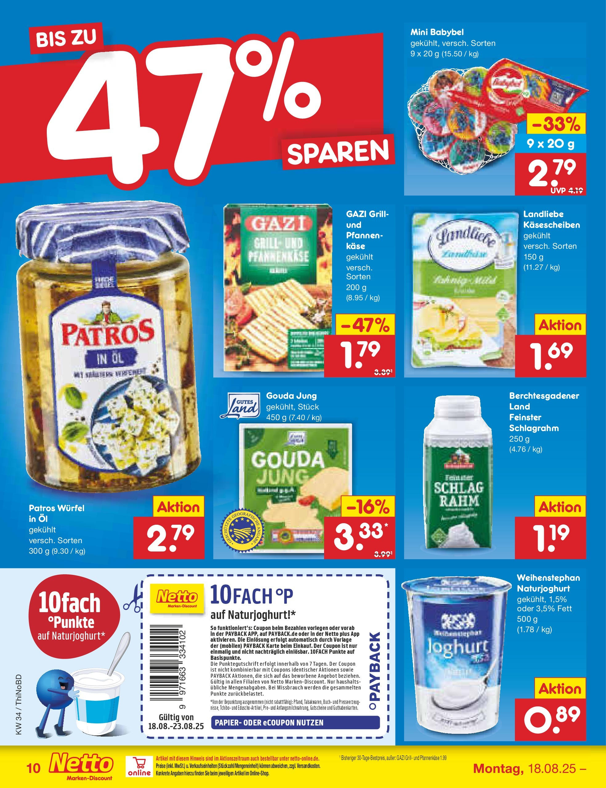 Netto Marken-Discount prospekt Herzberg (ab 18.08.2025) » Angebote | Seite: 10 | Produkte: Grill, Joghurt, Patros, Babybel Netto Marken-Discount prospekt Herzberg (ab 18.08.2025) » Angebote | Seite: 10 | Produkte: Grill, Joghurt, Patros, Babybel