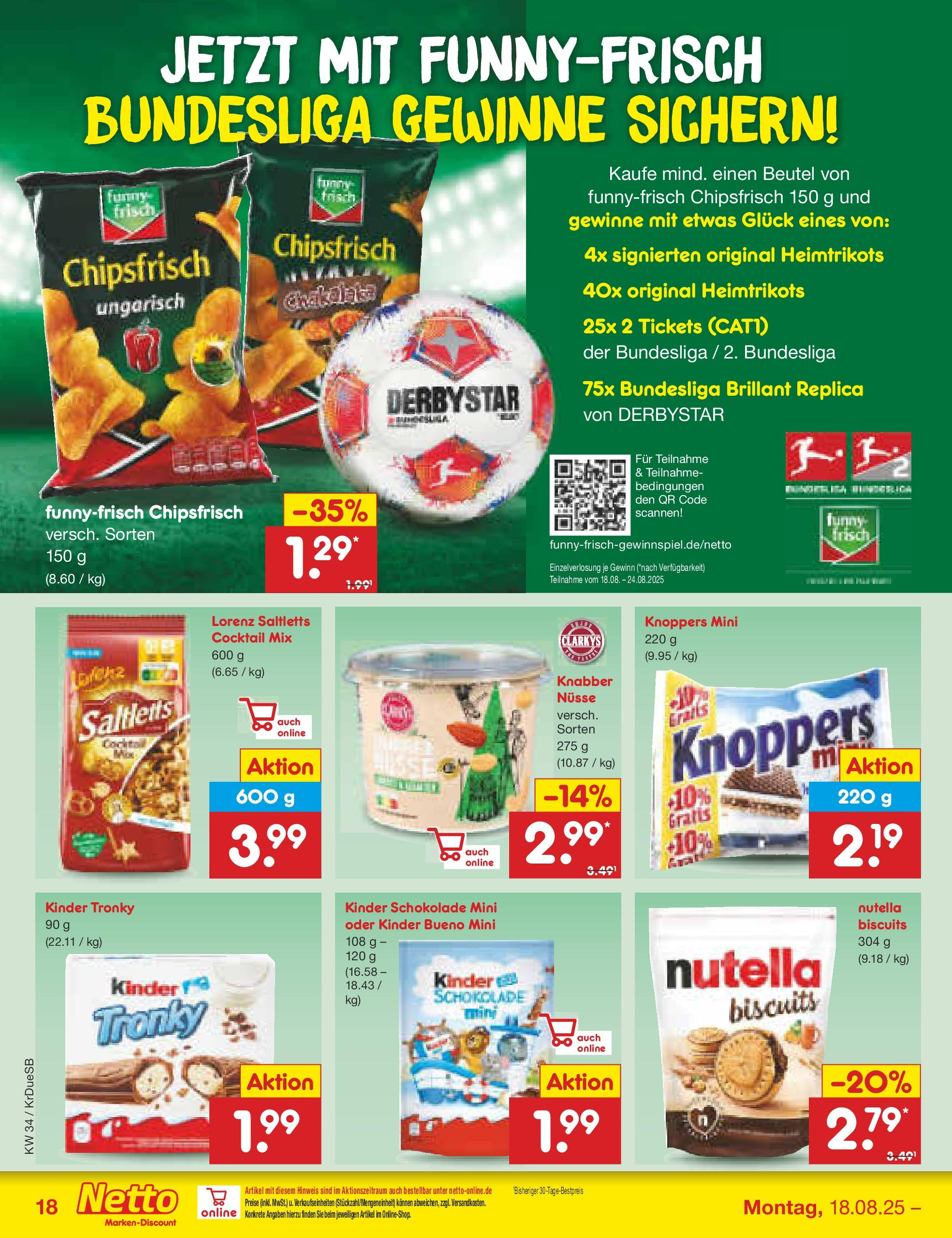 Netto Marken-Discount prospekt Düsseldorf-Rath	 (ab 18.08.2025) » Angebote | Seite: 22 | Produkte: Kinder schokolade, Schokolade, Kinder bueno, Nutella