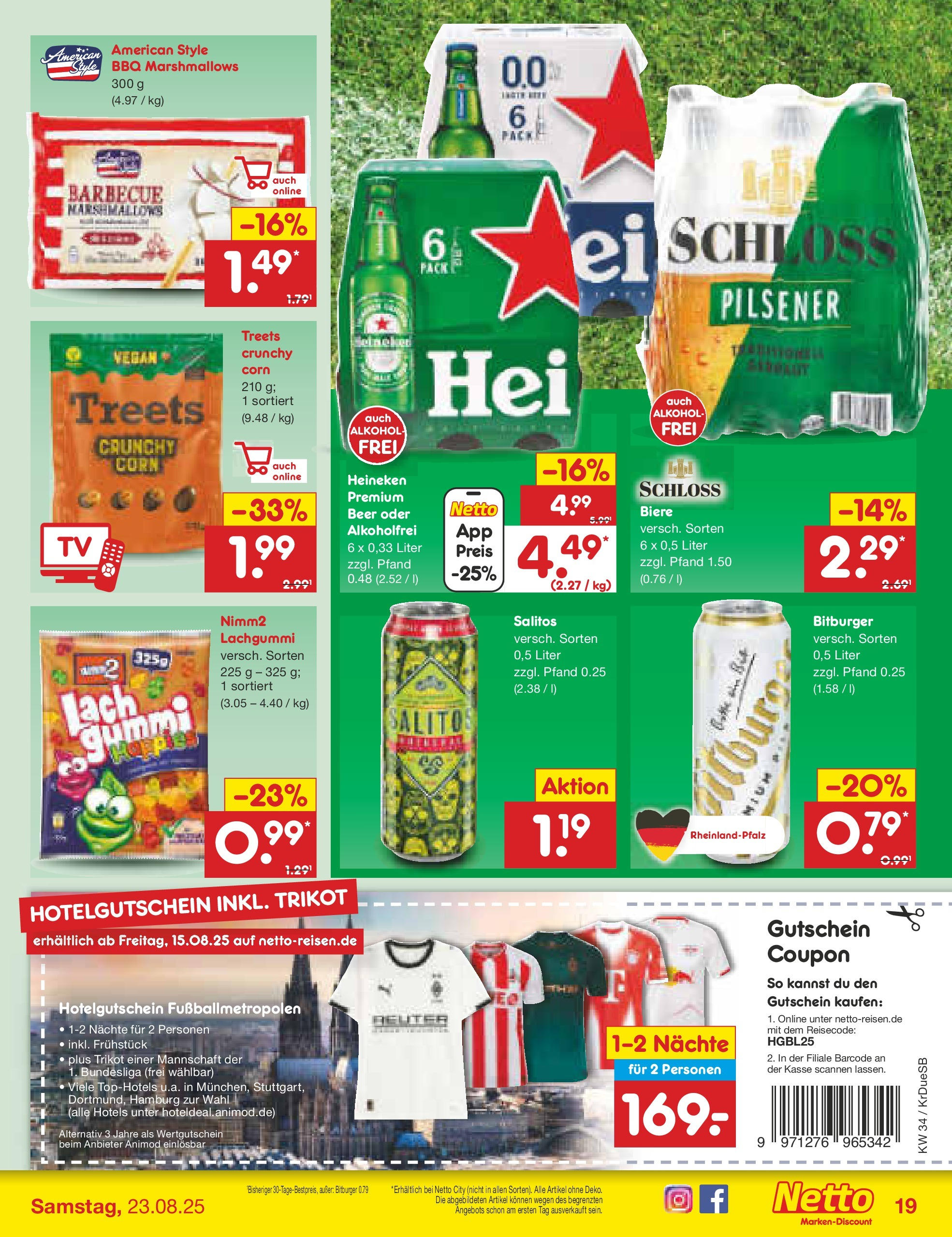 Netto Marken-Discount prospekt Düsseldorf-Rath	 (ab 18.08.2025) » Angebote | Seite: 23 | Produkte: Bitburger, Heineken