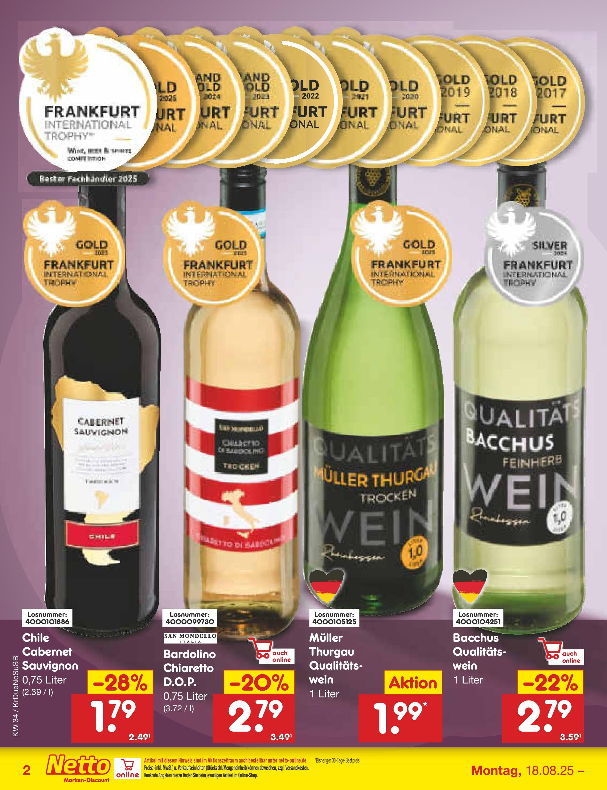 Netto Marken-Discount prospekt Düsseldorf-Rath	 (ab 18.08.2025) » Angebote | Seite: 34 | Produkte: Wein