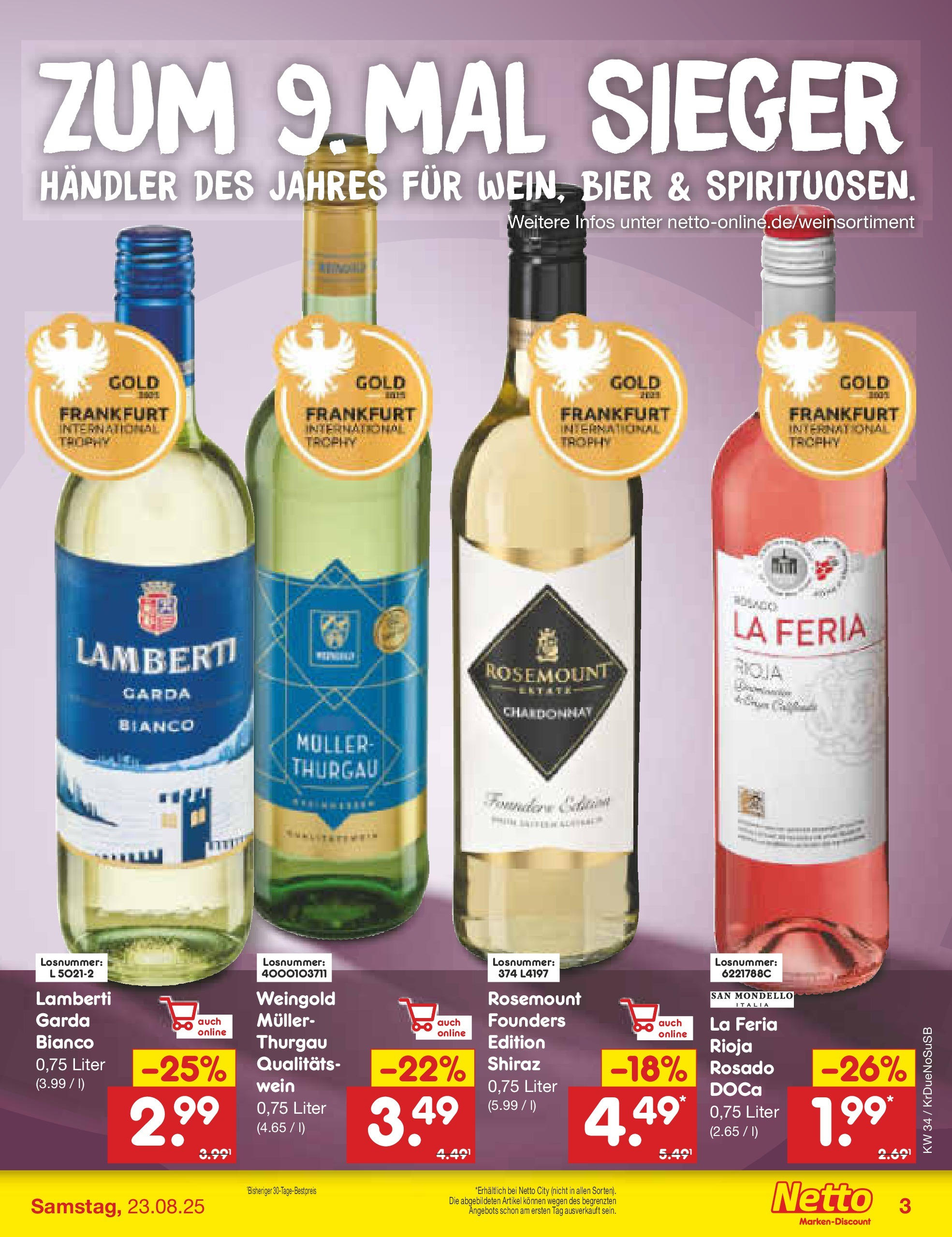 Netto Marken-Discount prospekt Düsseldorf-Rath	 (ab 18.08.2025) » Angebote | Seite: 35 | Produkte: Bier, Wein