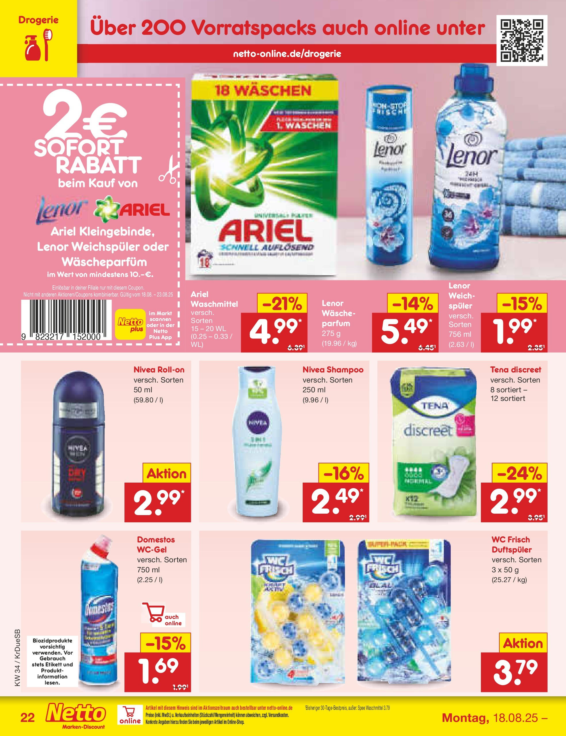 Netto Marken-Discount prospekt Düsseldorf-Rath	 (ab 18.08.2025) » Angebote | Seite: 36 | Produkte: Shampoo, Spee, Waschmittel, Wc frisch