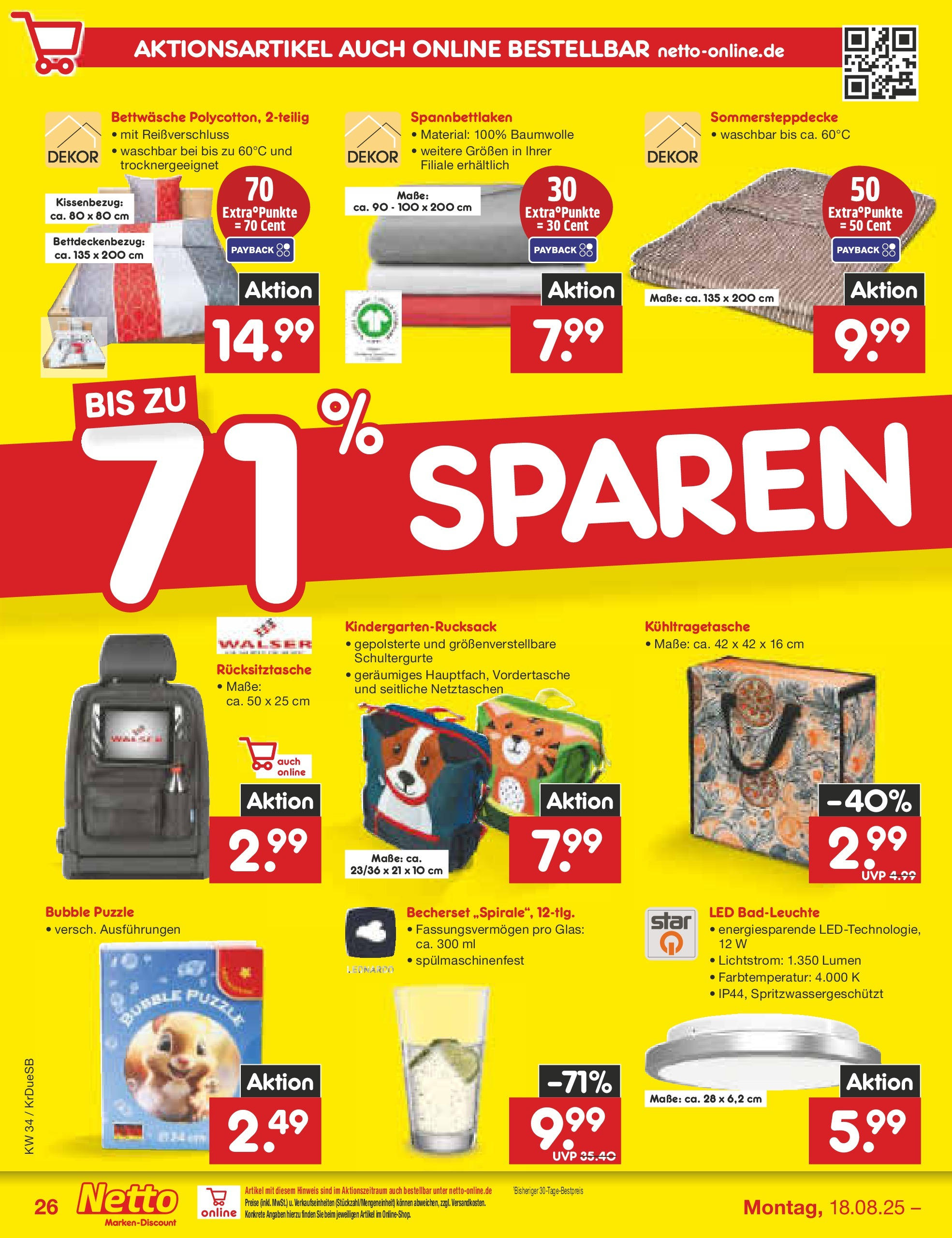 Netto Marken-Discount prospekt Düsseldorf-Rath	 (ab 18.08.2025) » Angebote | Seite: 46 | Produkte: Bettwäsche