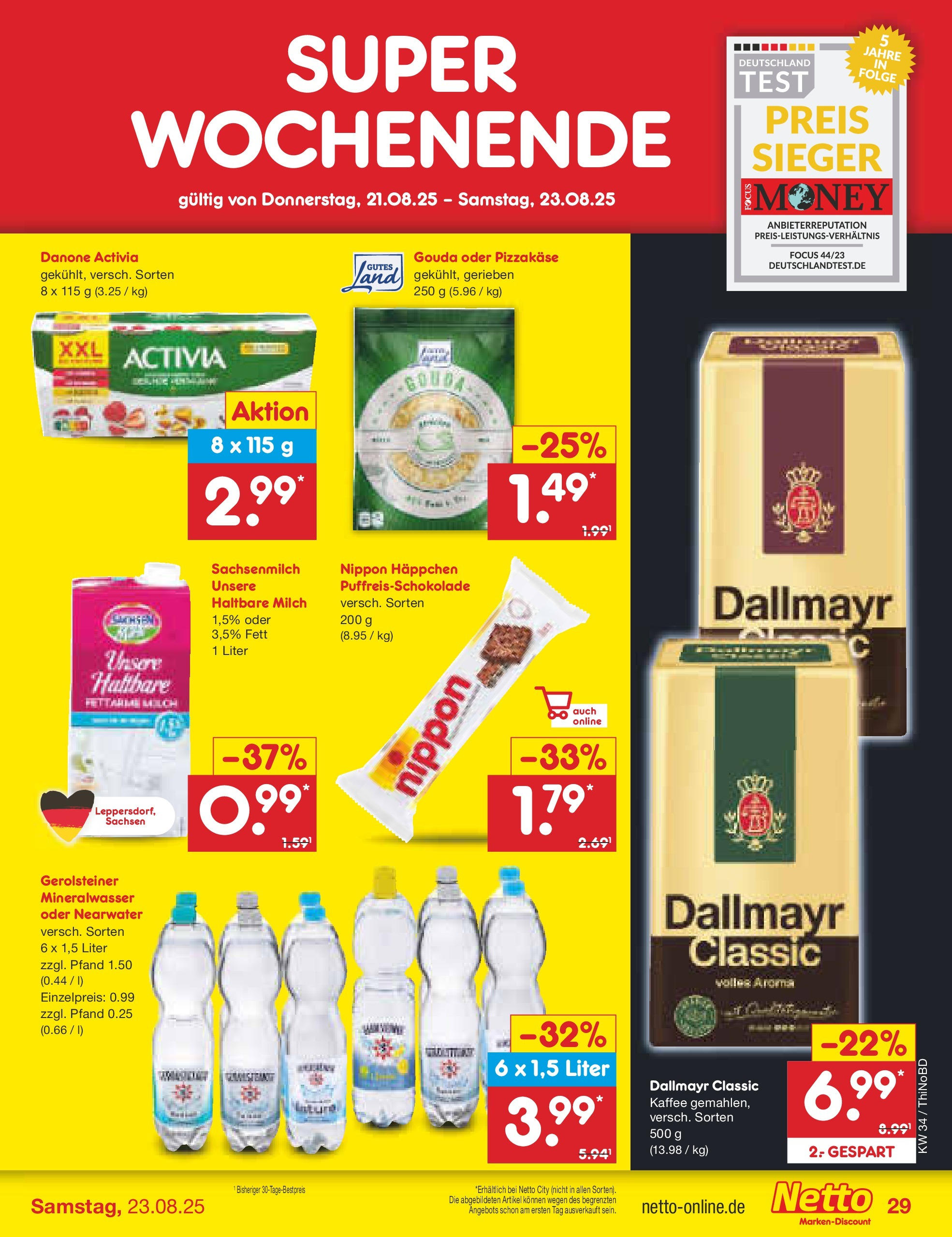 Netto Marken-Discount prospekt Herzberg (ab 18.08.2025) » Angebote | Seite: 53 | Produkte: Kaffee, Gouda, Haltbare milch, Gerolsteiner Netto Marken-Discount prospekt Herzberg (ab 18.08.2025) » Angebote | Seite: 53 | Produkte: Kaffee, Gouda, Haltbare milch, Gerolsteiner