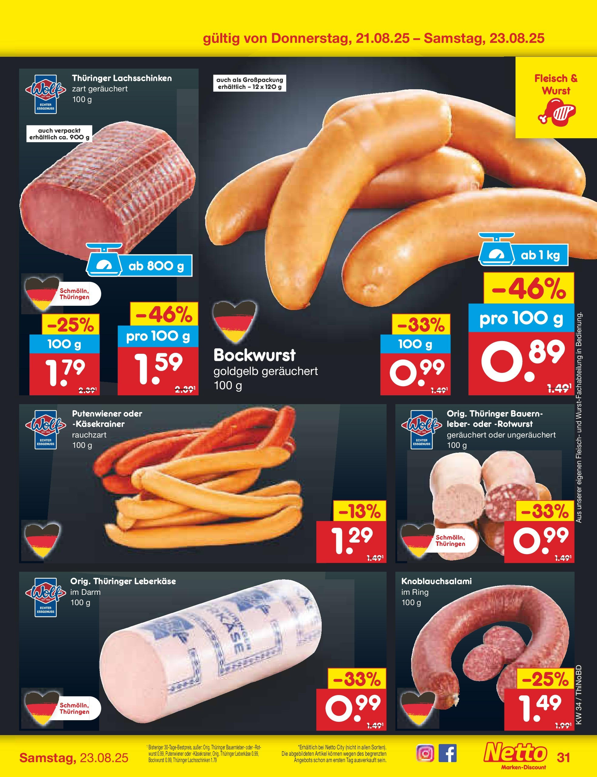 Netto Marken-Discount prospekt Herzberg (ab 18.08.2025) » Angebote | Seite: 55 | Produkte: Käsekrainer, Wurst, Fleisch, Leberkase Netto Marken-Discount prospekt Herzberg (ab 18.08.2025) » Angebote | Seite: 55 | Produkte: Käsekrainer, Wurst, Fleisch, Leberkase