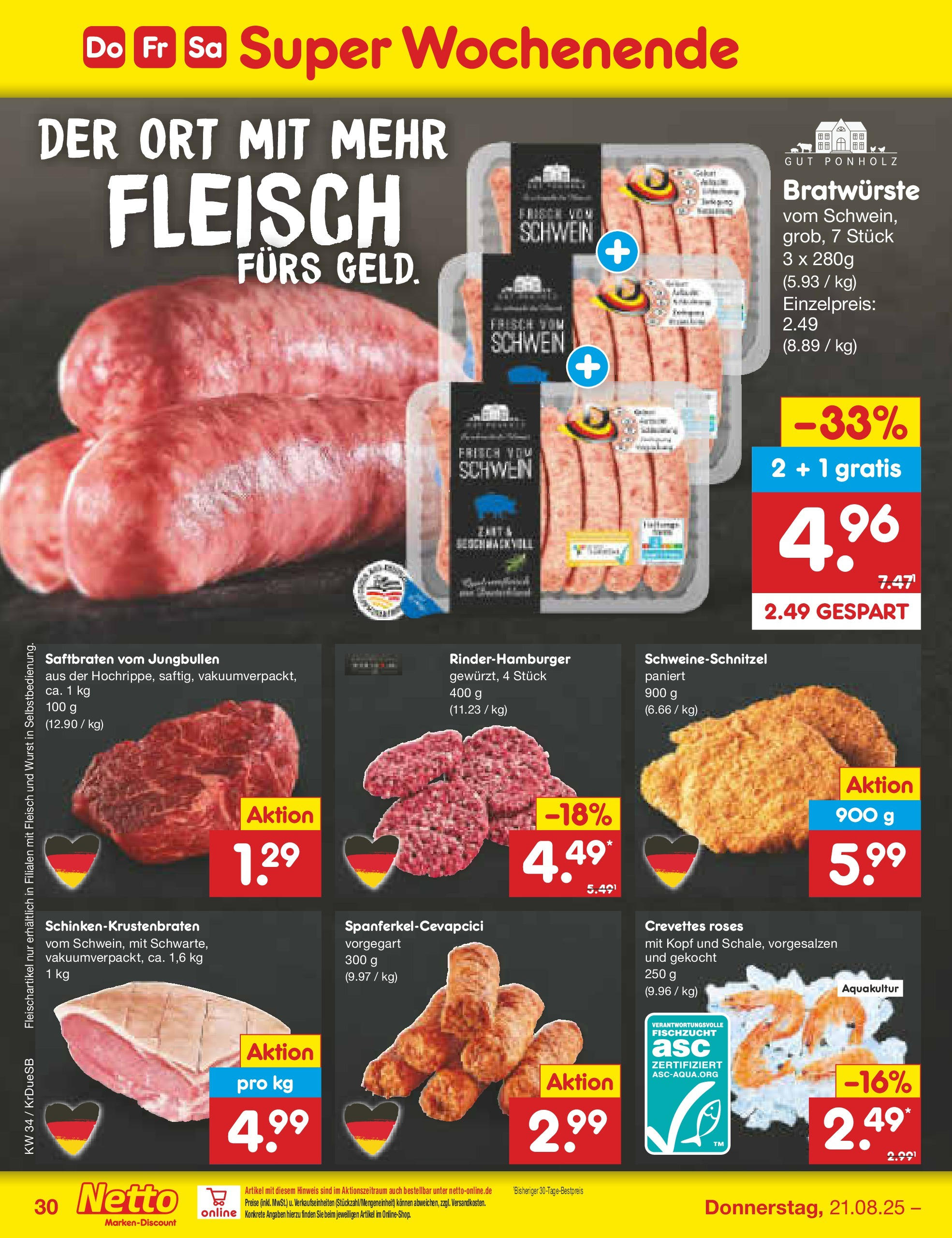 Netto Marken-Discount prospekt Düsseldorf-Rath	 (ab 18.08.2025) » Angebote | Seite: 54 | Produkte: Wurst, Fleisch