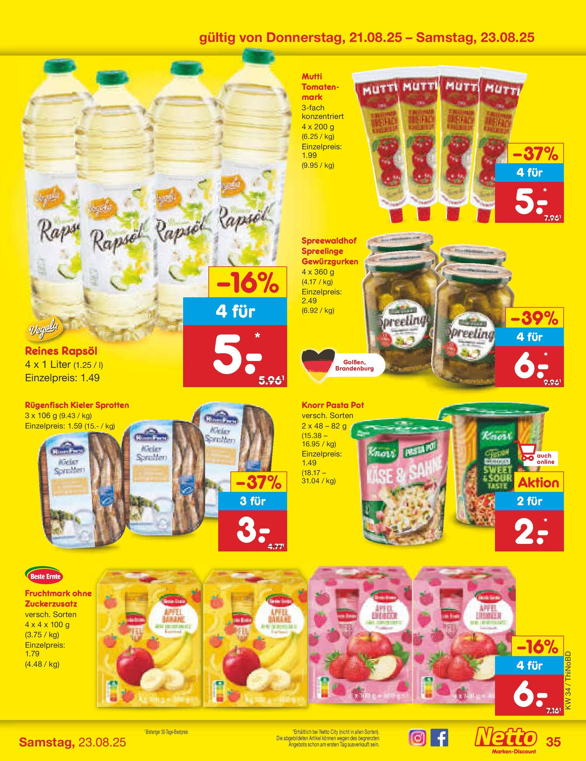Netto Marken-Discount prospekt Herzberg (ab 18.08.2025) » Angebote | Seite: 59 | Produkte: Tomaten, Knorr, Pasta, Sahne Netto Marken-Discount prospekt Herzberg (ab 18.08.2025) » Angebote | Seite: 59 | Produkte: Tomaten, Knorr, Pasta, Sahne