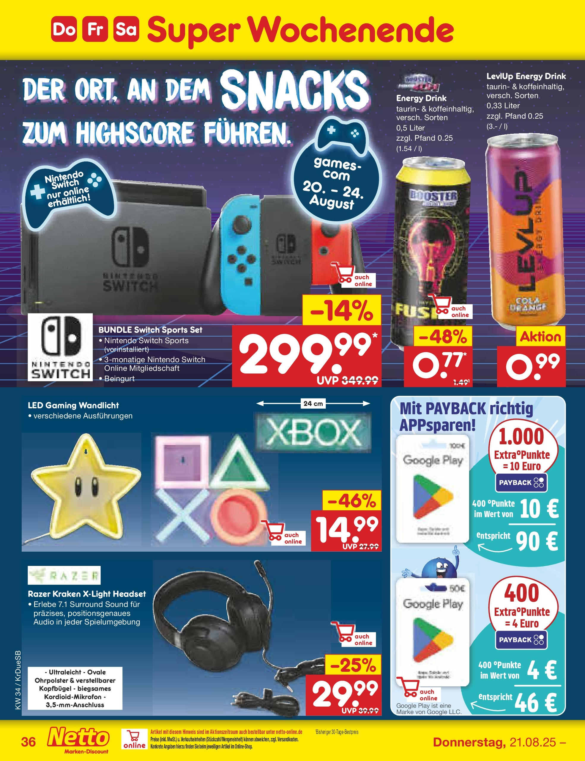 Netto Marken-Discount prospekt Düsseldorf-Rath	 (ab 18.08.2025) » Angebote | Seite: 60 | Produkte: Xbox, Energy, Headset, Audio