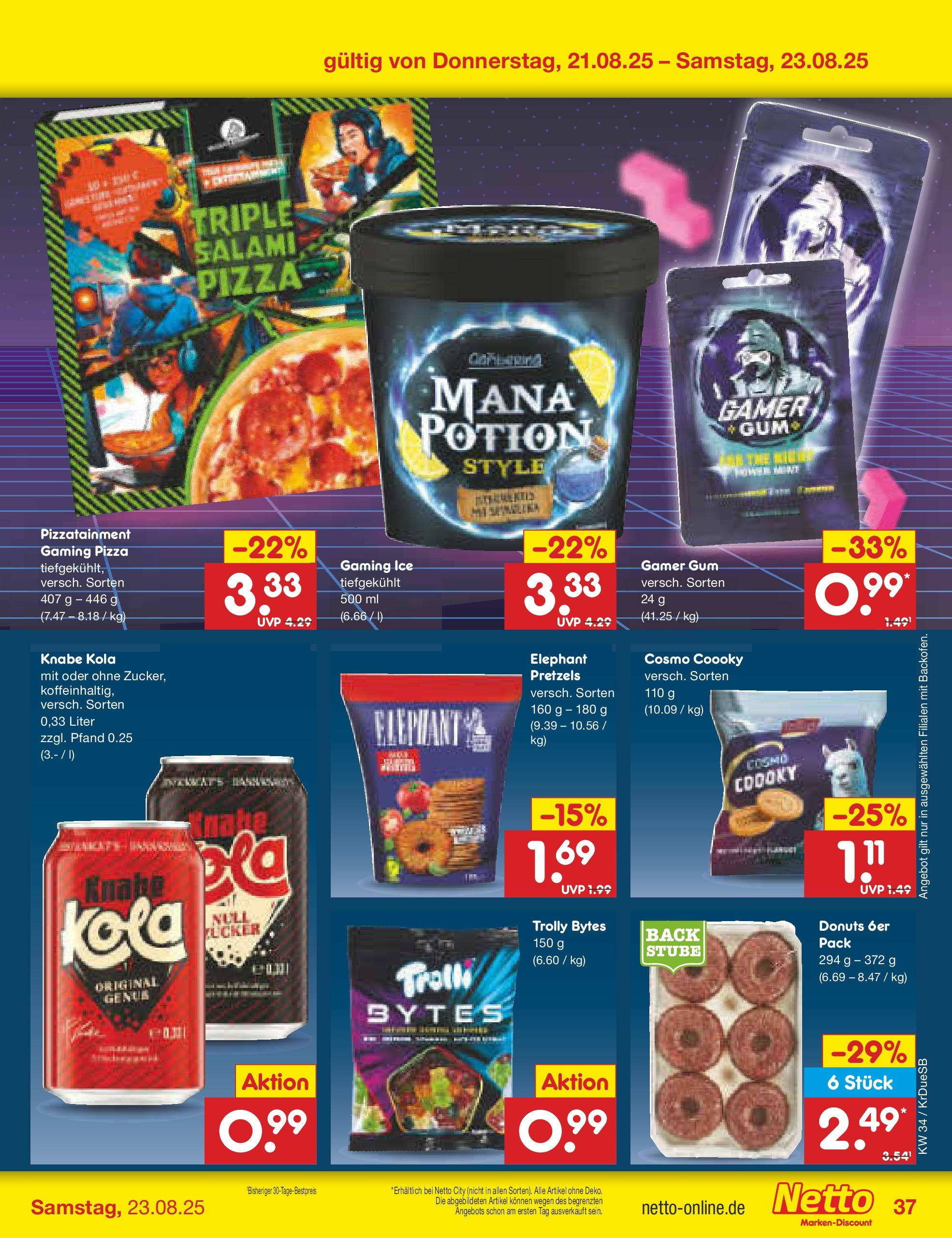 Netto Marken-Discount prospekt Düsseldorf-Rath	 (ab 18.08.2025) » Angebote | Seite: 61 | Produkte: Donuts, Salami, Pizza