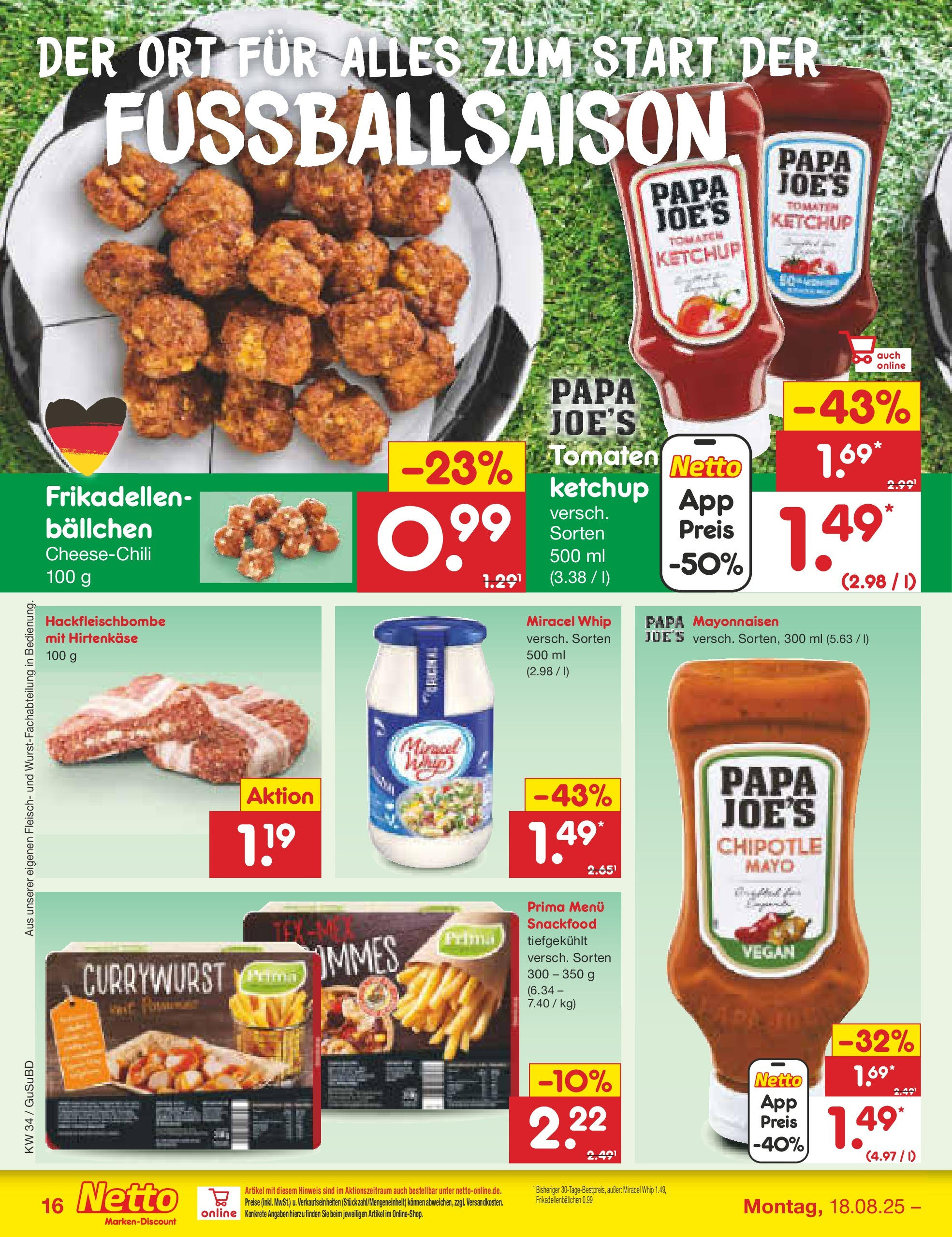 Netto Marken-Discount prospekt Glauchau	 (ab 18.08.2025) » Angebote | Seite: 20 | Produkte: Tomaten, Miracel whip, Ketchup, Fleisch