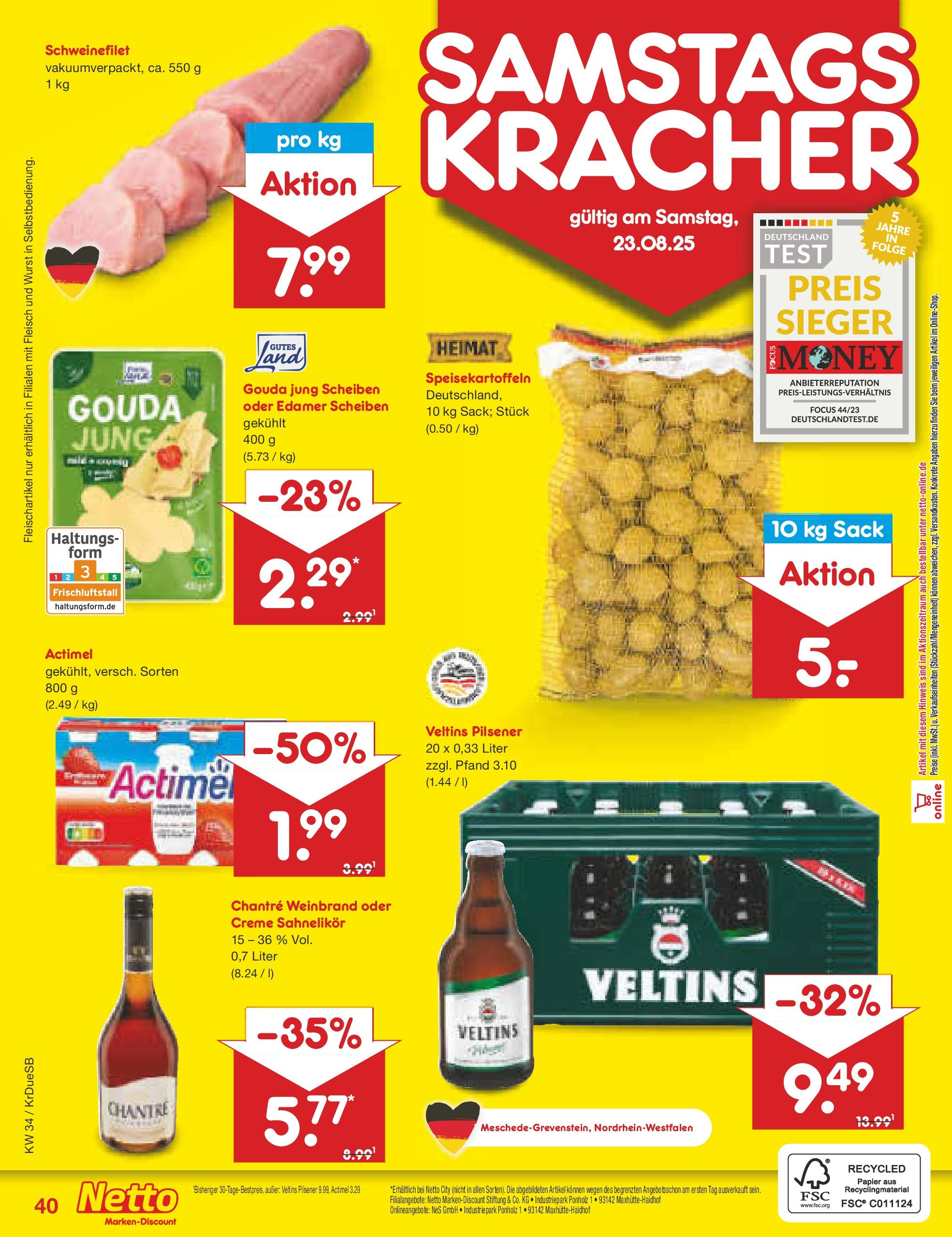 Netto Marken-Discount prospekt Düsseldorf-Rath	 (ab 18.08.2025) » Angebote | Seite: 64 | Produkte: Gouda, Creme, Schweinefilet, Veltins