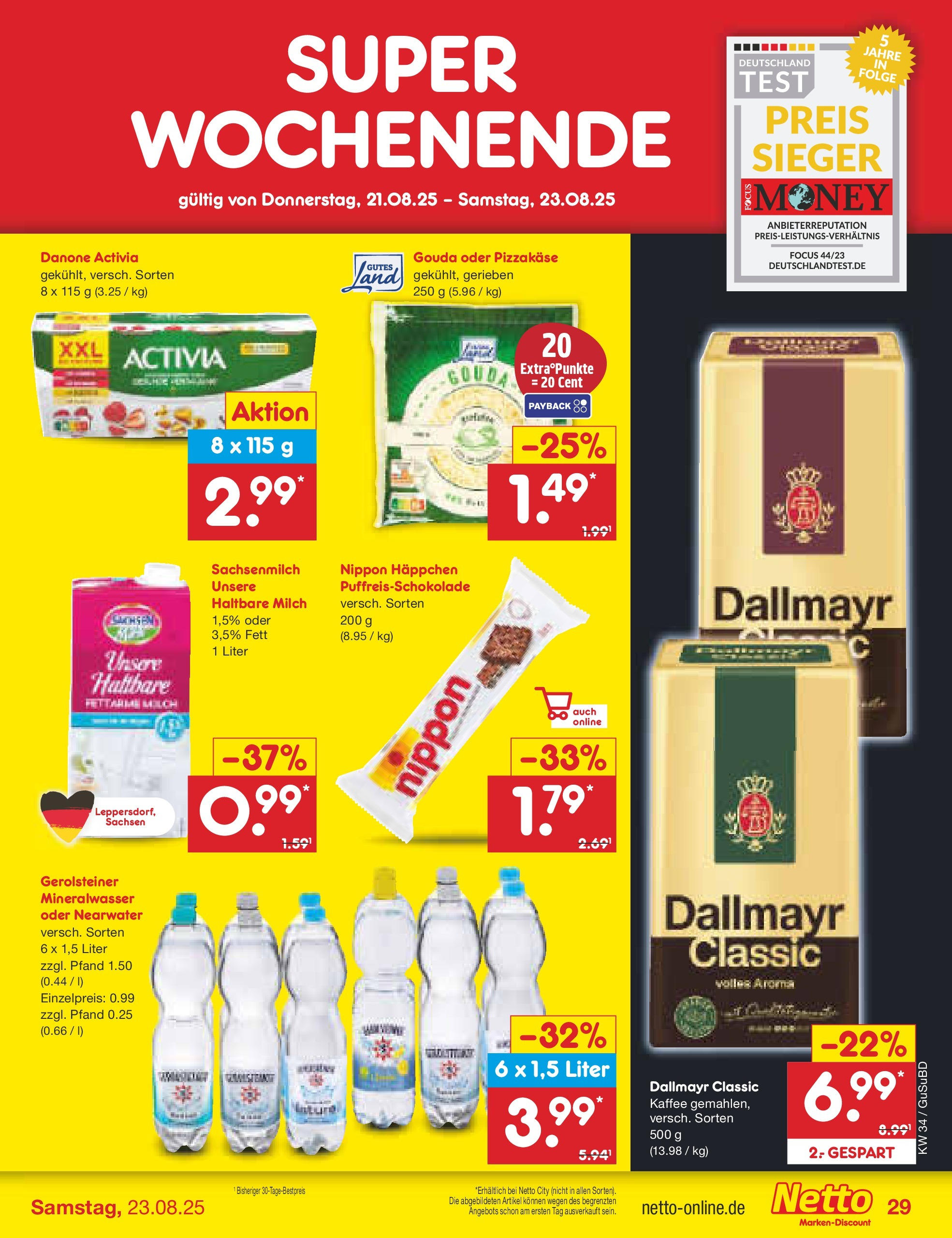 Netto Marken-Discount prospekt Glauchau	 (ab 18.08.2025) » Angebote | Seite: 53 | Produkte: Milch, Gouda, Haltbare milch, Gerolsteiner