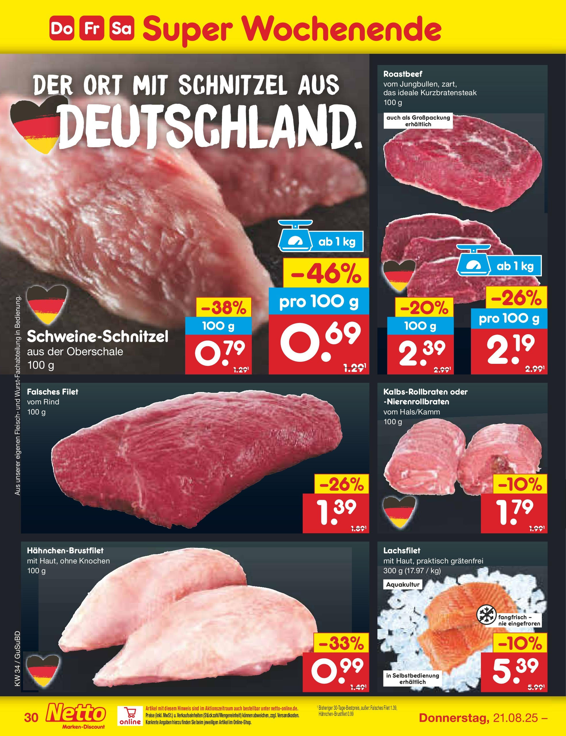 Netto Marken-Discount prospekt Glauchau	 (ab 18.08.2025) » Angebote | Seite: 54 | Produkte: Schnitzel, Roastbeef, Fleisch