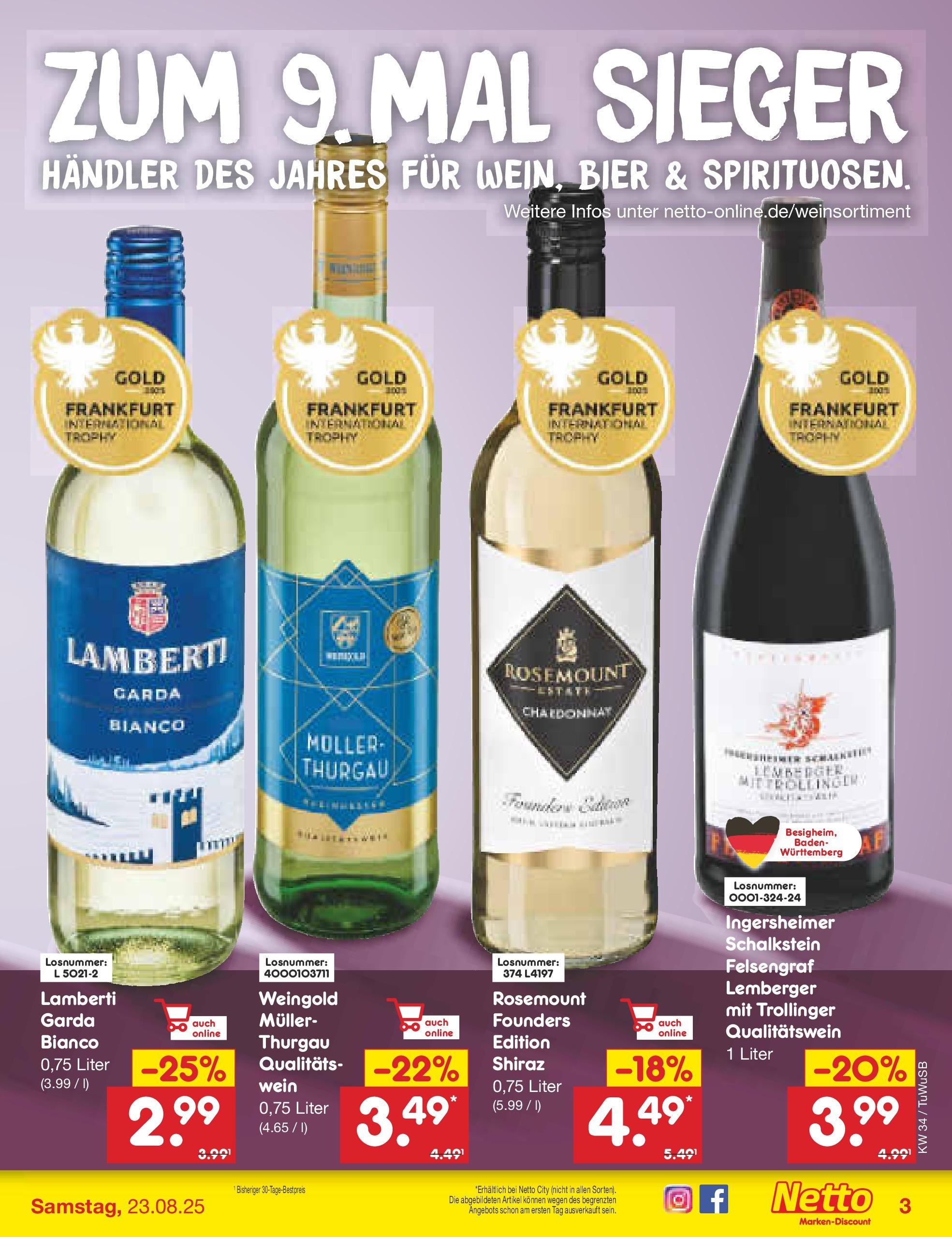 Netto Marken-Discount prospekt Calw-Stammheim	 (ab 18.08.2025) » Angebote | Seite: 35 | Produkte: Bier, Wein
