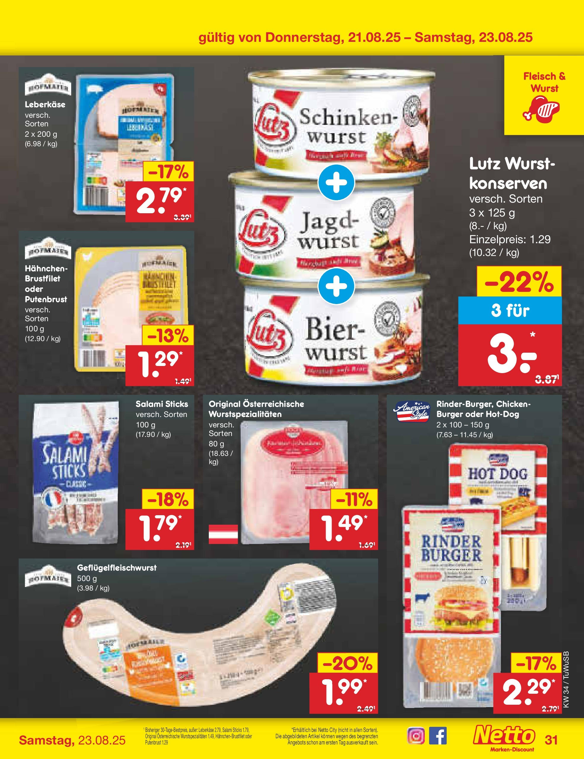 Netto Marken-Discount prospekt Calw-Stammheim	 (ab 18.08.2025) » Angebote | Seite: 55 | Produkte: Wurst, Schinken, Fleisch, Leberkase