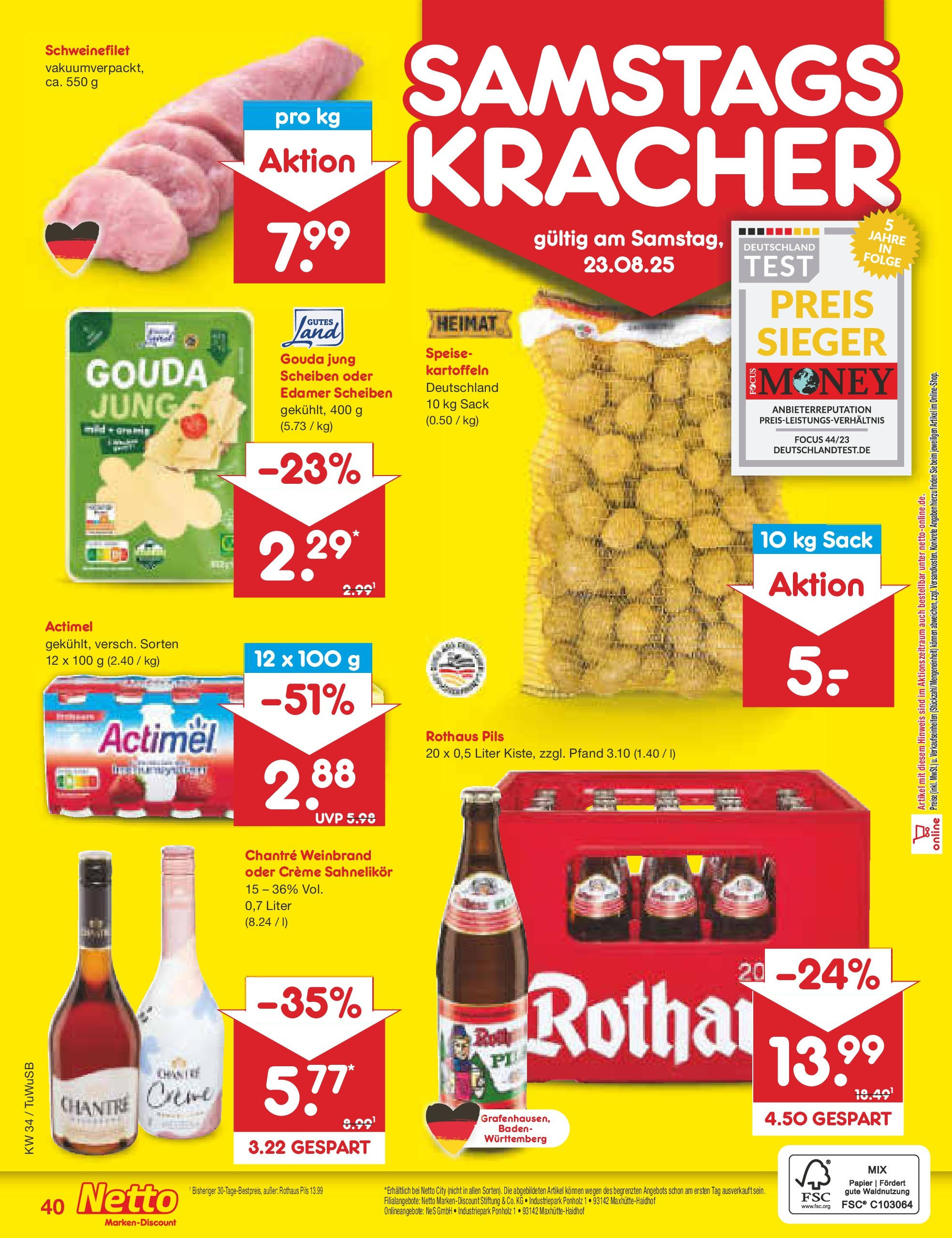 Netto Marken-Discount prospekt Calw-Stammheim	 (ab 18.08.2025) » Angebote | Seite: 64 | Produkte: Creme, Schweinefilet, Kartoffeln, Chantré