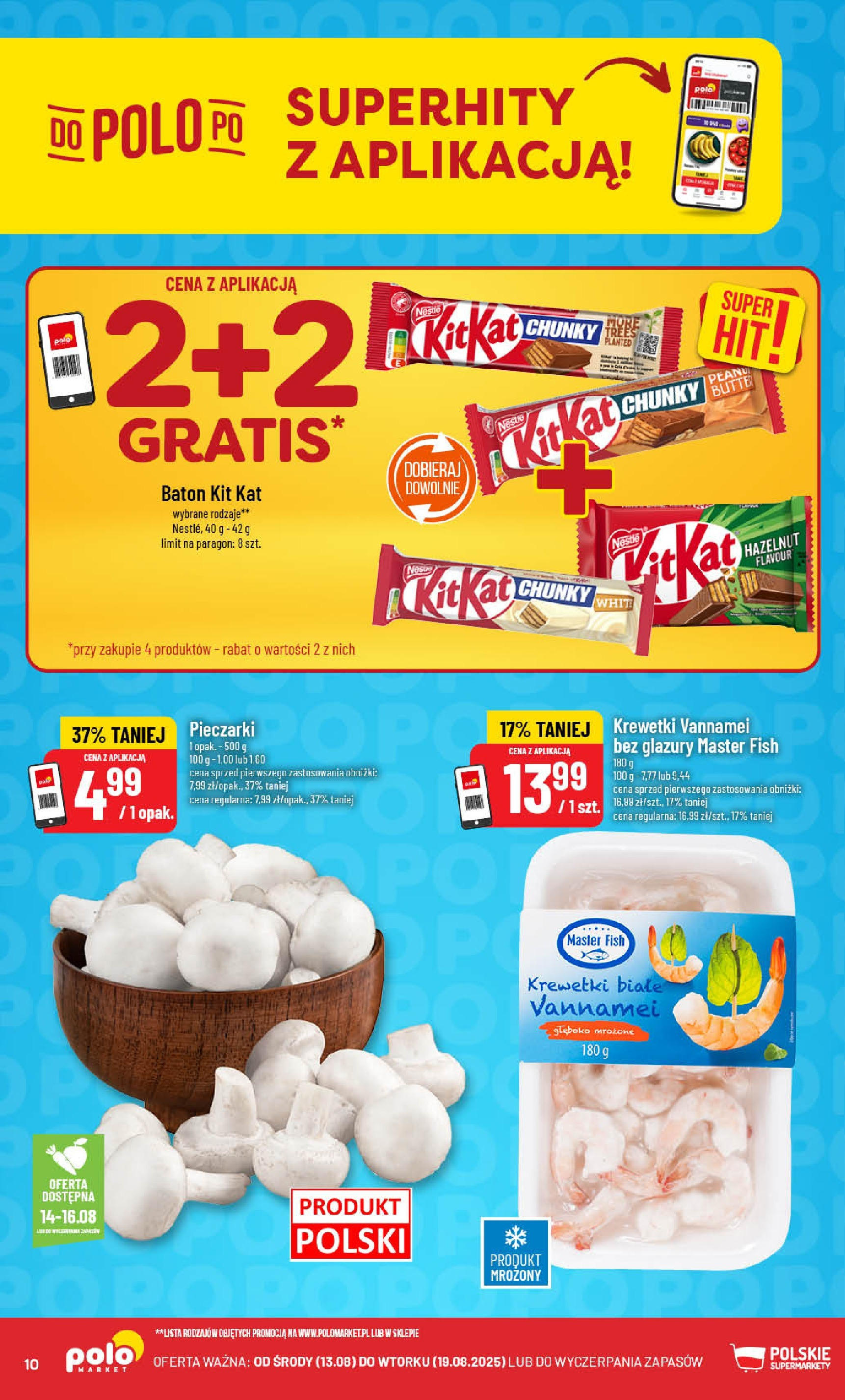 POLOmarket gazetka od jutra (13.08.2025) - Nowa PDF | Strona: 10 | Produkty: Pieczarki, Krewetki, Baton, Krewetki vannamei