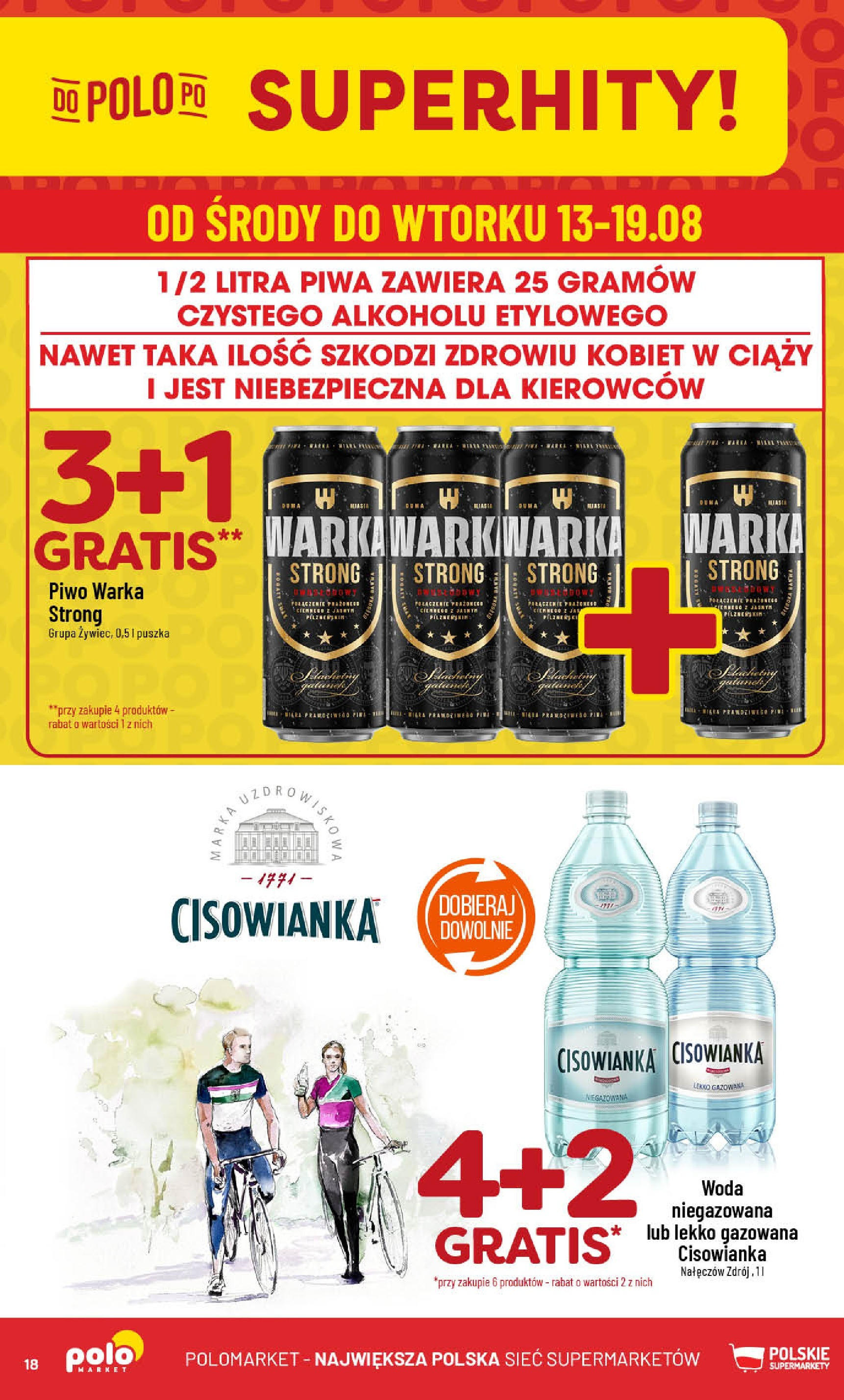 POLOmarket gazetka od jutra (13.08.2025) - Nowa PDF | Strona: 18 | Produkty: Piwo Warka, Piwo, Woda niegazowana, Woda